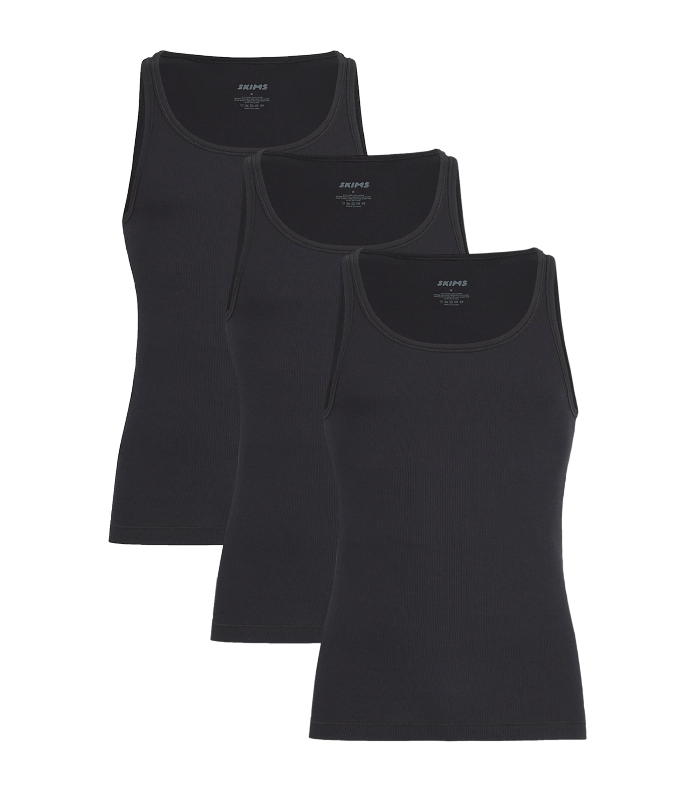 Skims Mens Cotton Ribbed Tank Tops (Pack of 3) Onyx