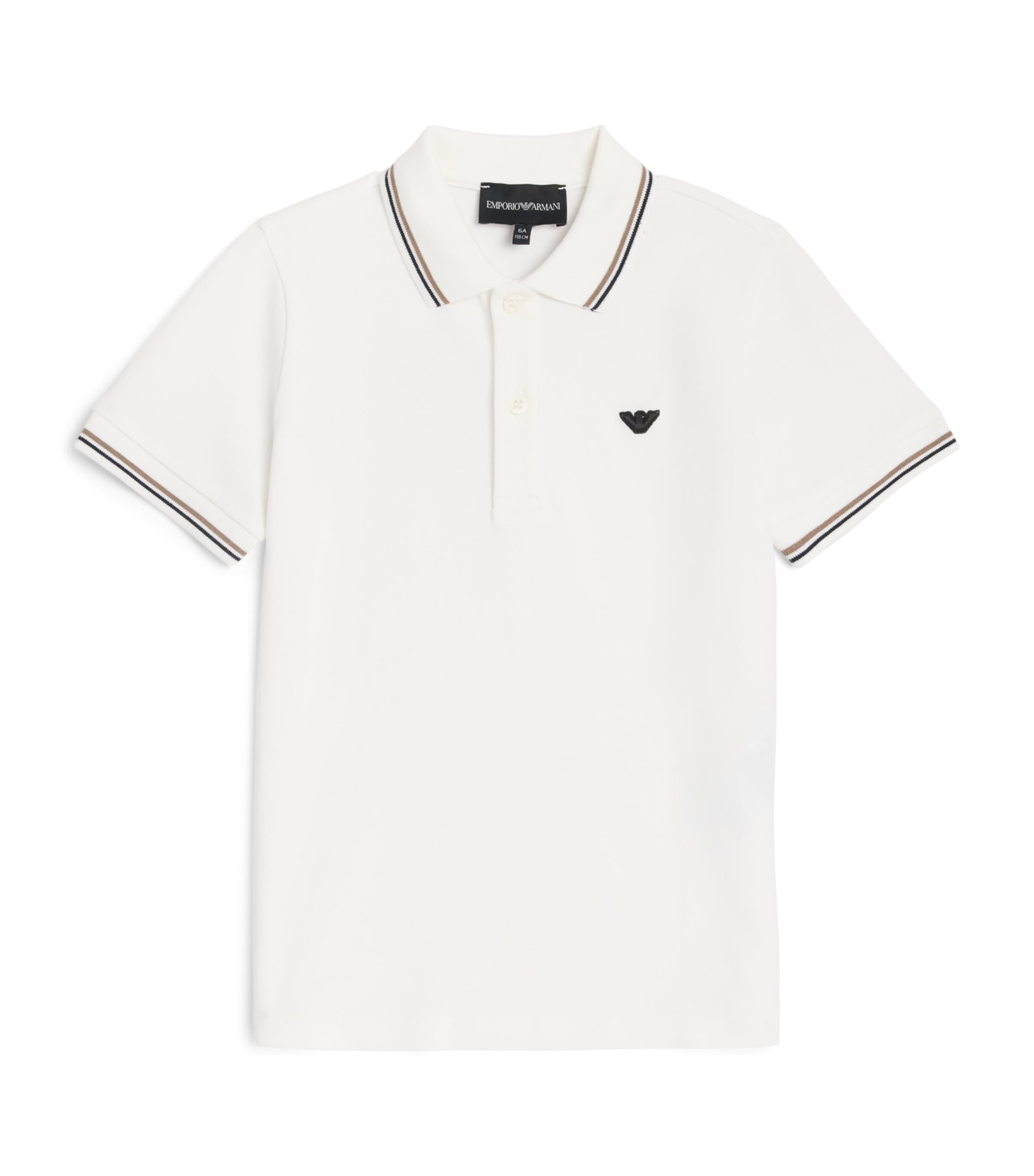 Emporio Armani Kids Stretch-Cotton Logo Polo Shirt (4-16 Years) Off White