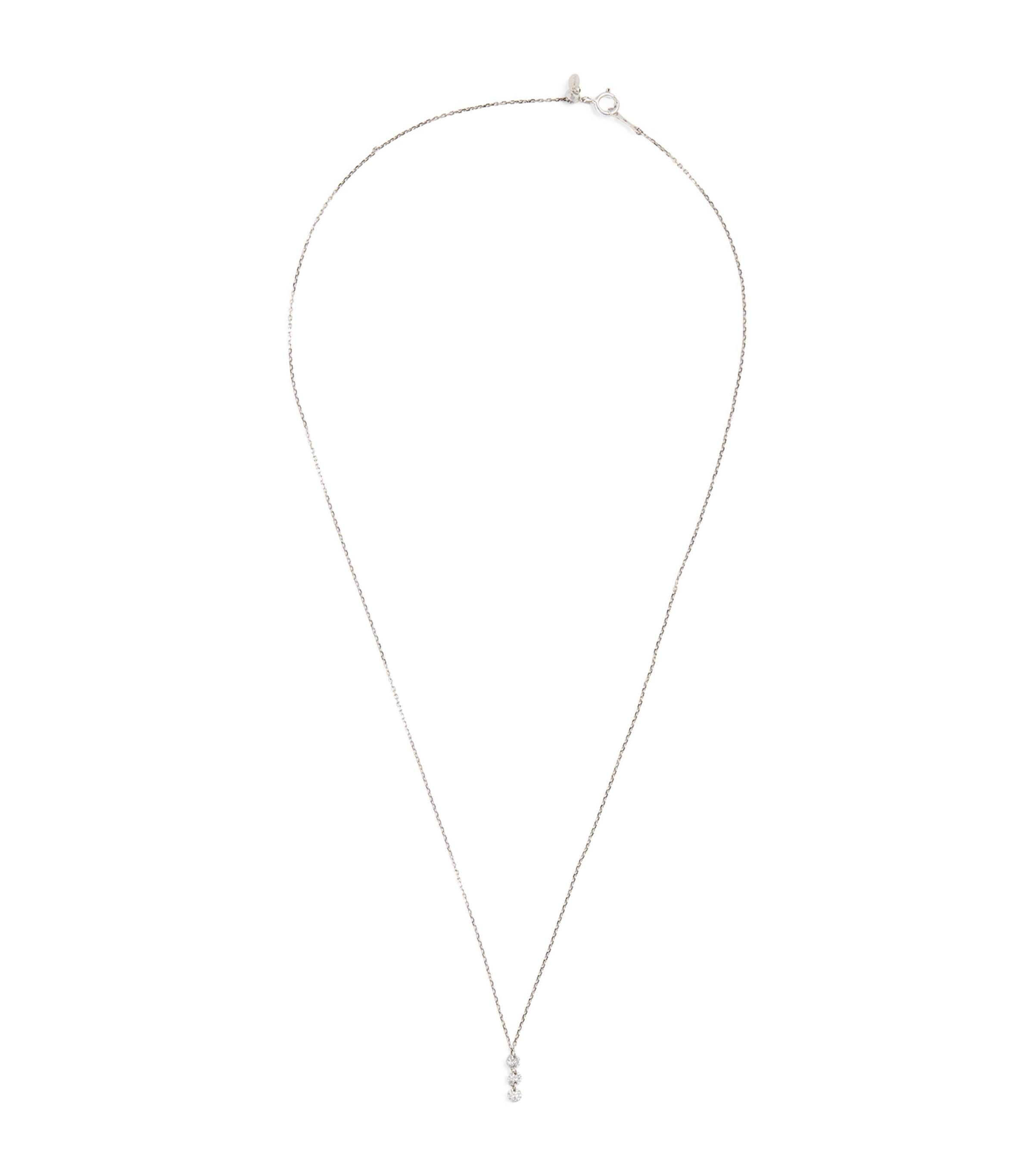 White Gold and Diamond 3-Stone Drop Danae Necklace