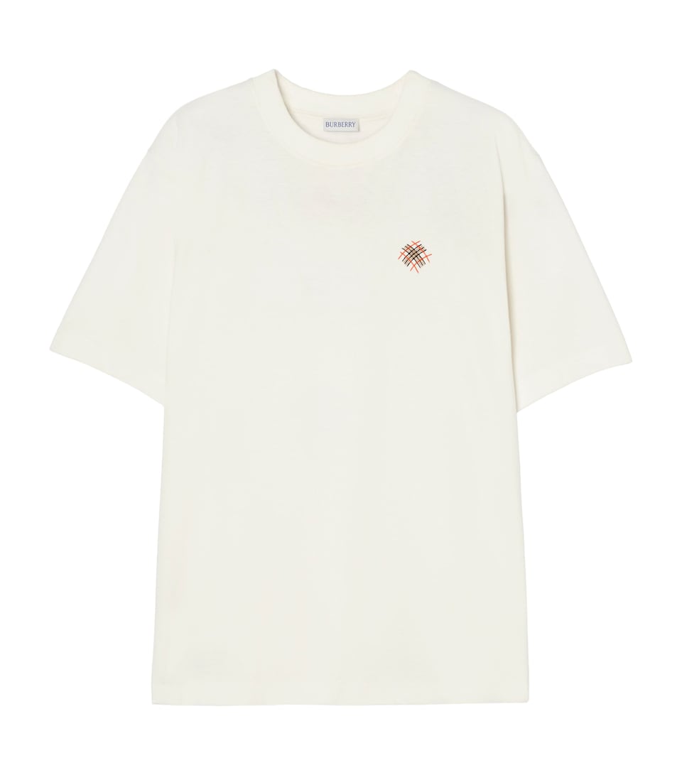 Burberry Mens Cotton Embroidered Logo T-Shirt Chalk