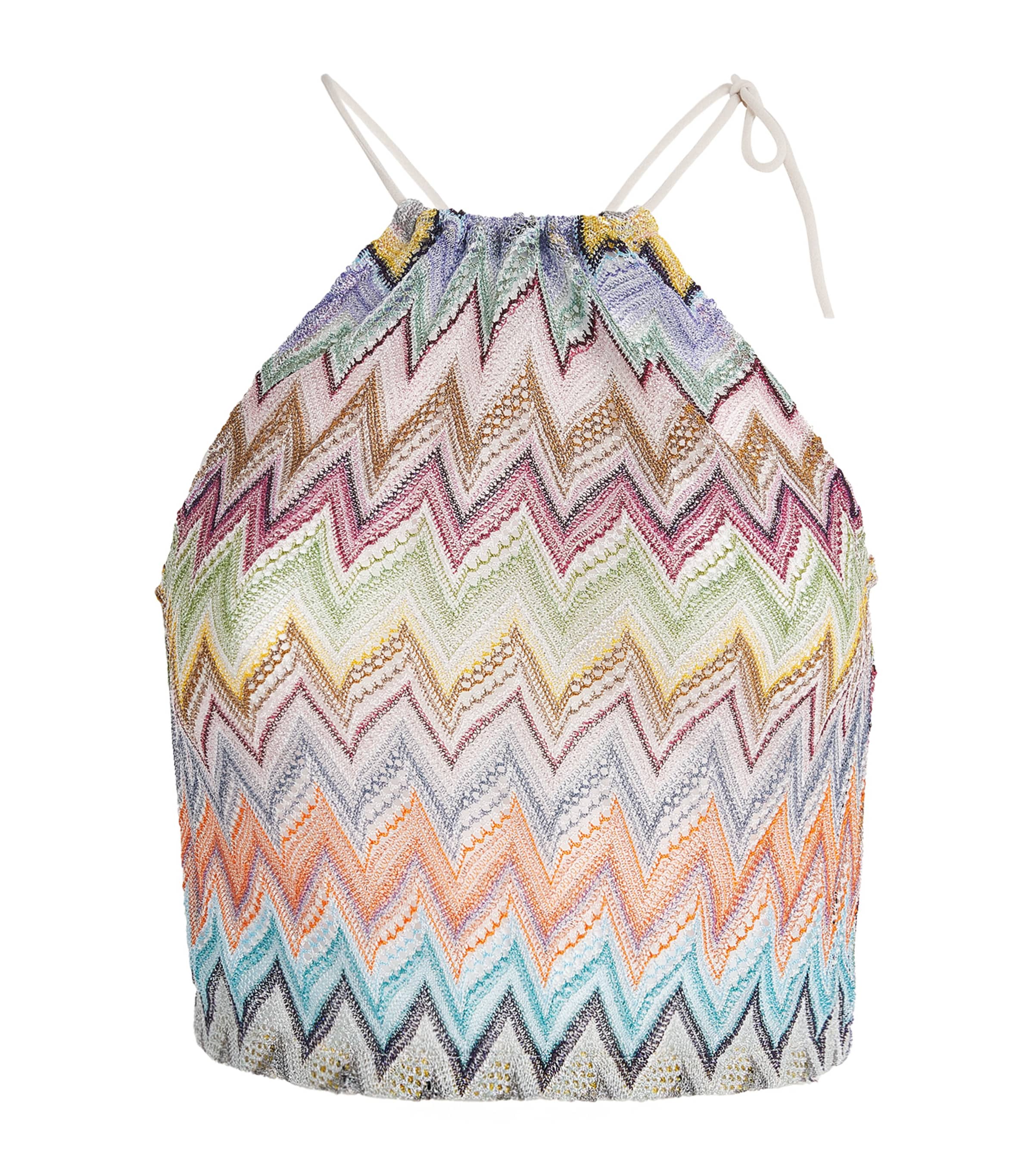 Missoni Womens Zigzag Tie-Strap Crop Top Smsor Multicolor