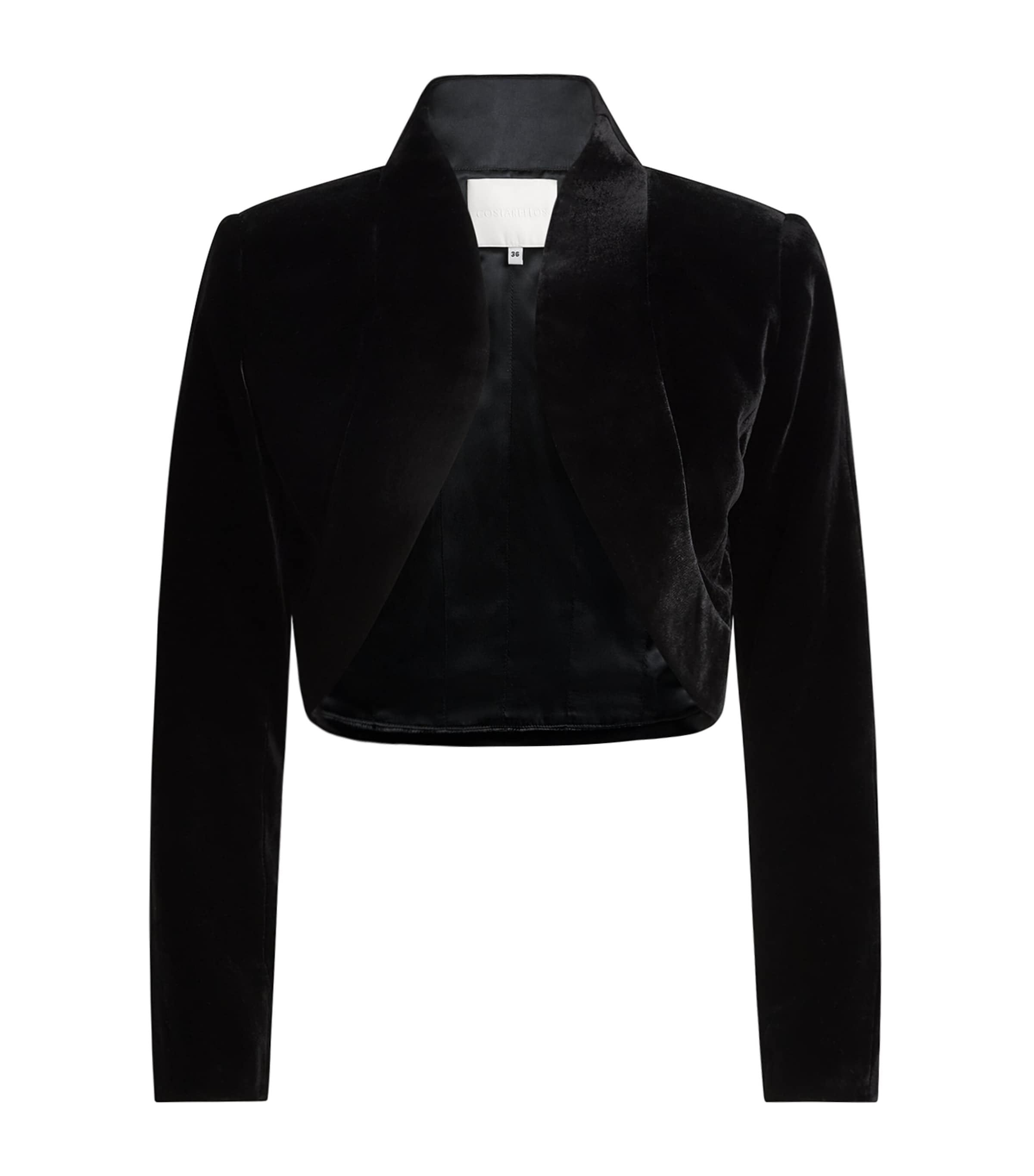 Costarellos Womens Velvet Elvie Cropped Jacket Black