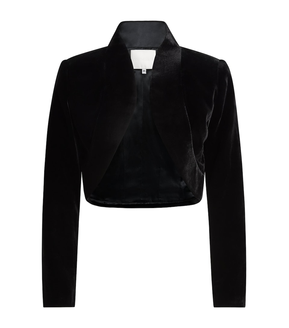Costarellos Womens Velvet Elvie Cropped Jacket Black