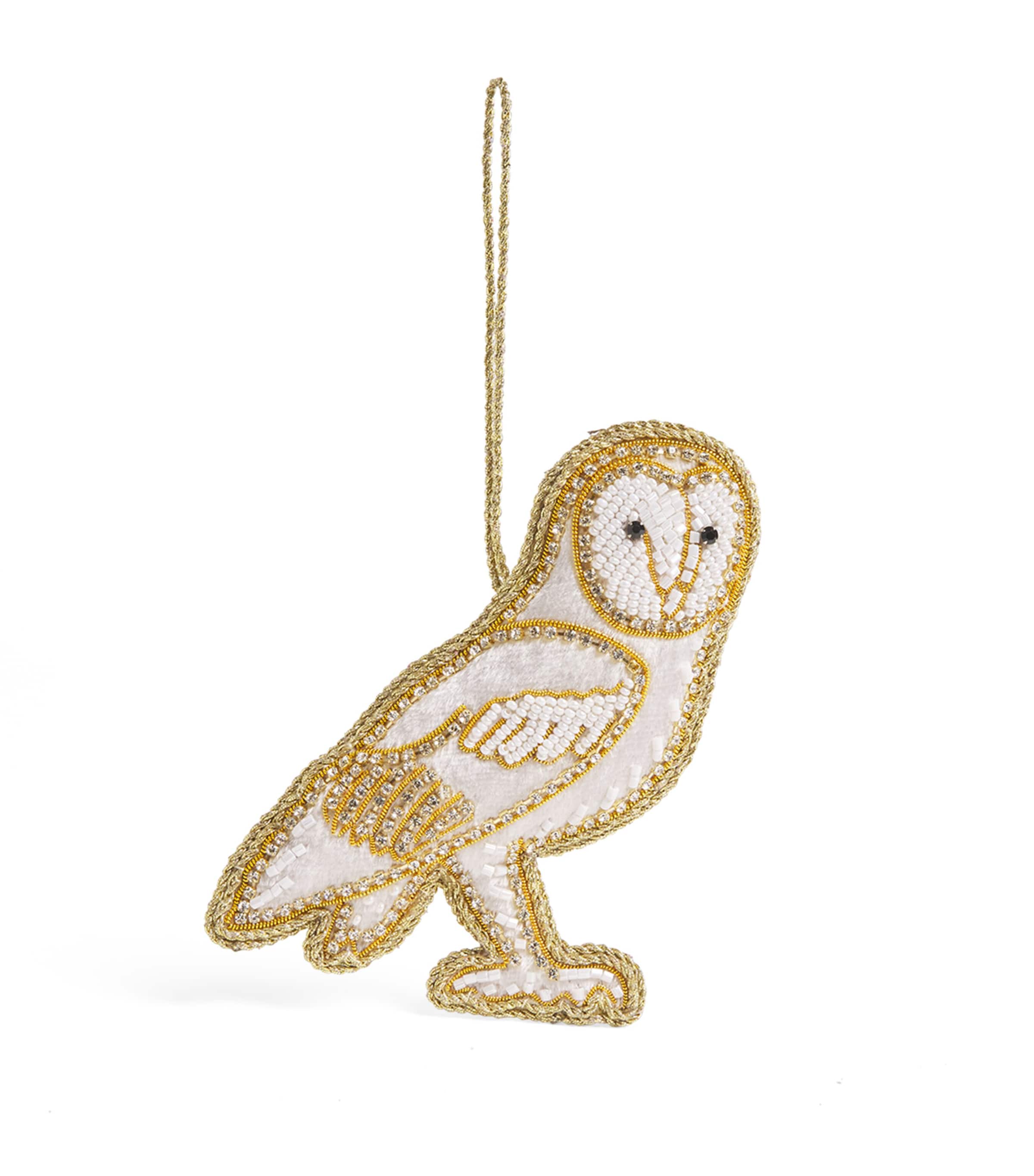 Tinker Tailor Snowy Owl Tree Decoration White & Gold