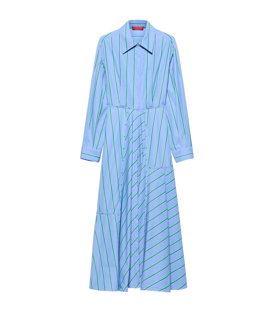 MAX&Co. Womens Cotton Stripe Shirt Dress Light Blue