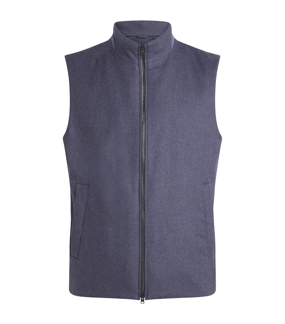 Herno Mens Silk-Cashmere Gilet Azzurro Denim