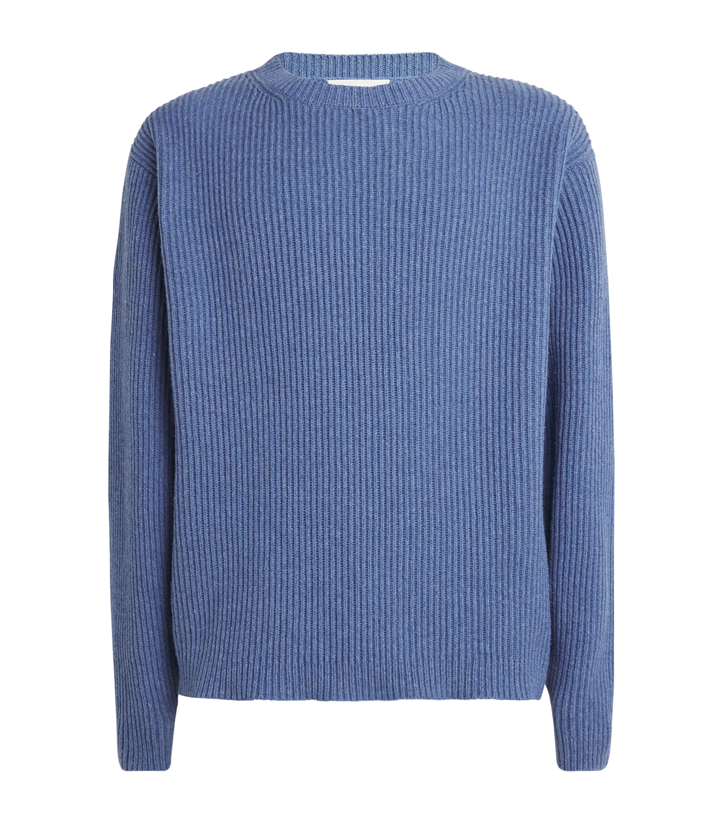 COMMAS Mens Cotton-Wool Fisherman Rib Sweater Azure