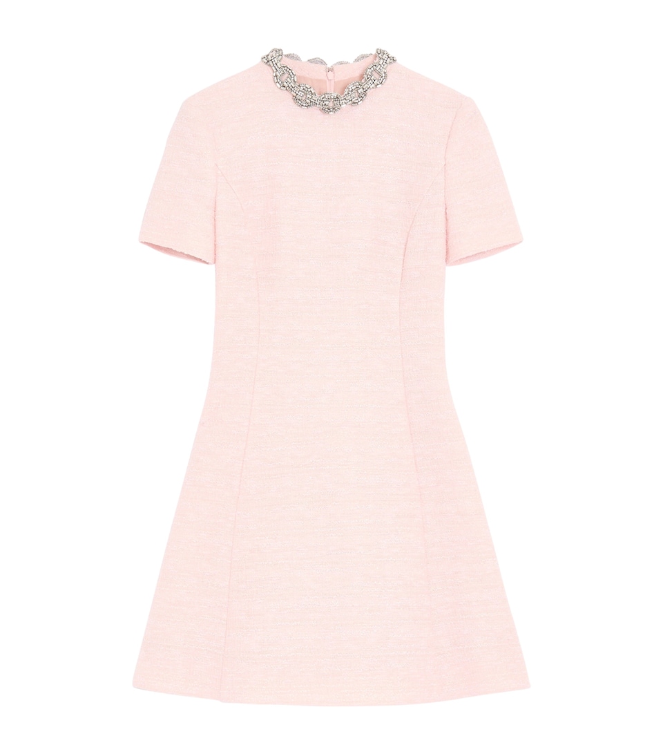 Valentino Womens Tweed Embellished Mini Dress