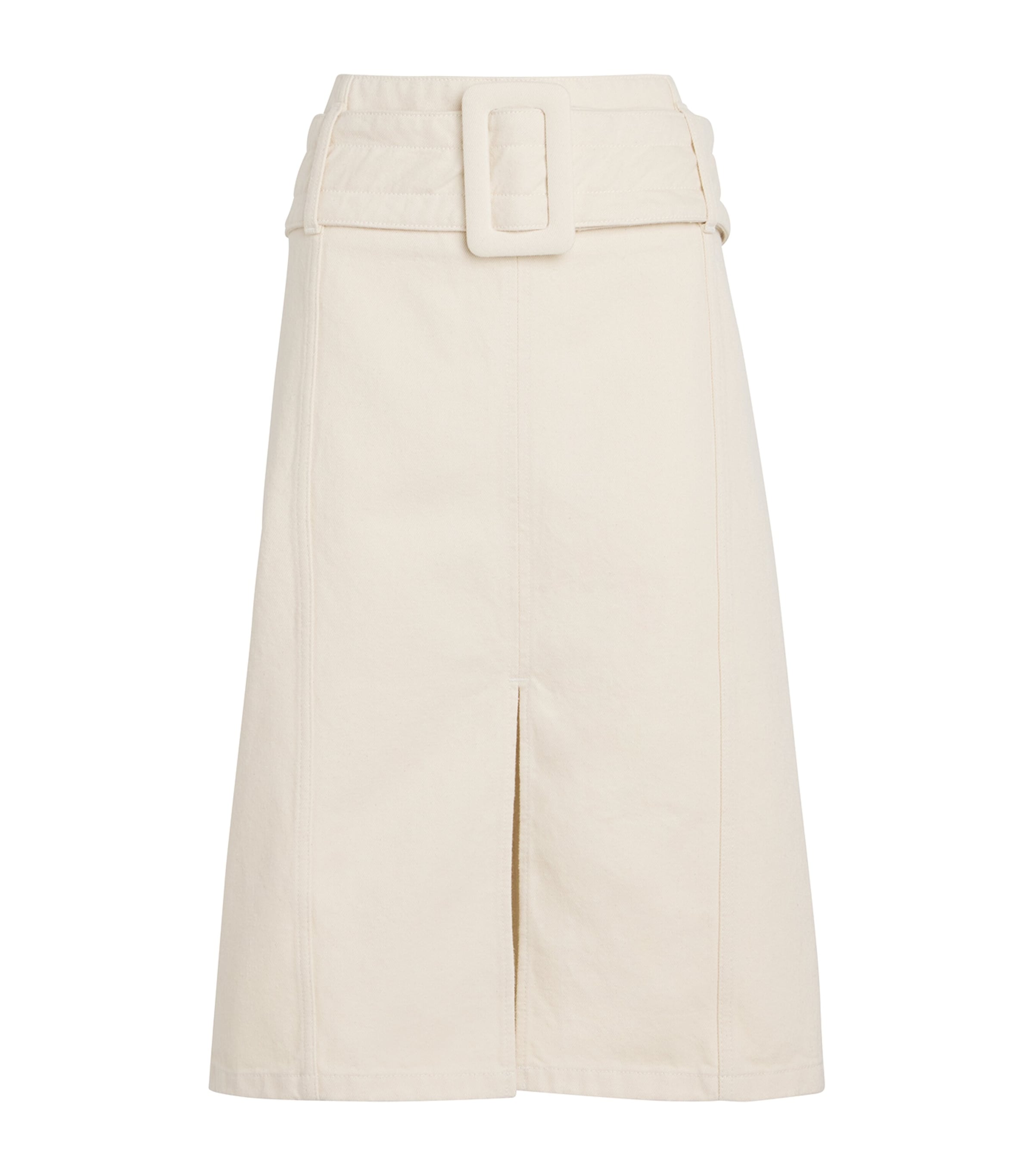 Denim Belted Midi Skirt