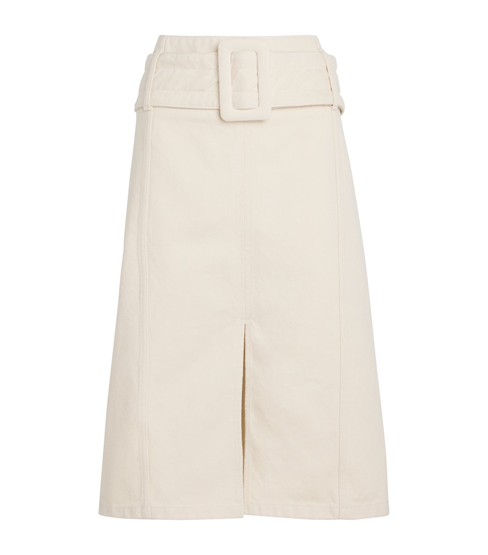 Denim Belted Midi Skirt