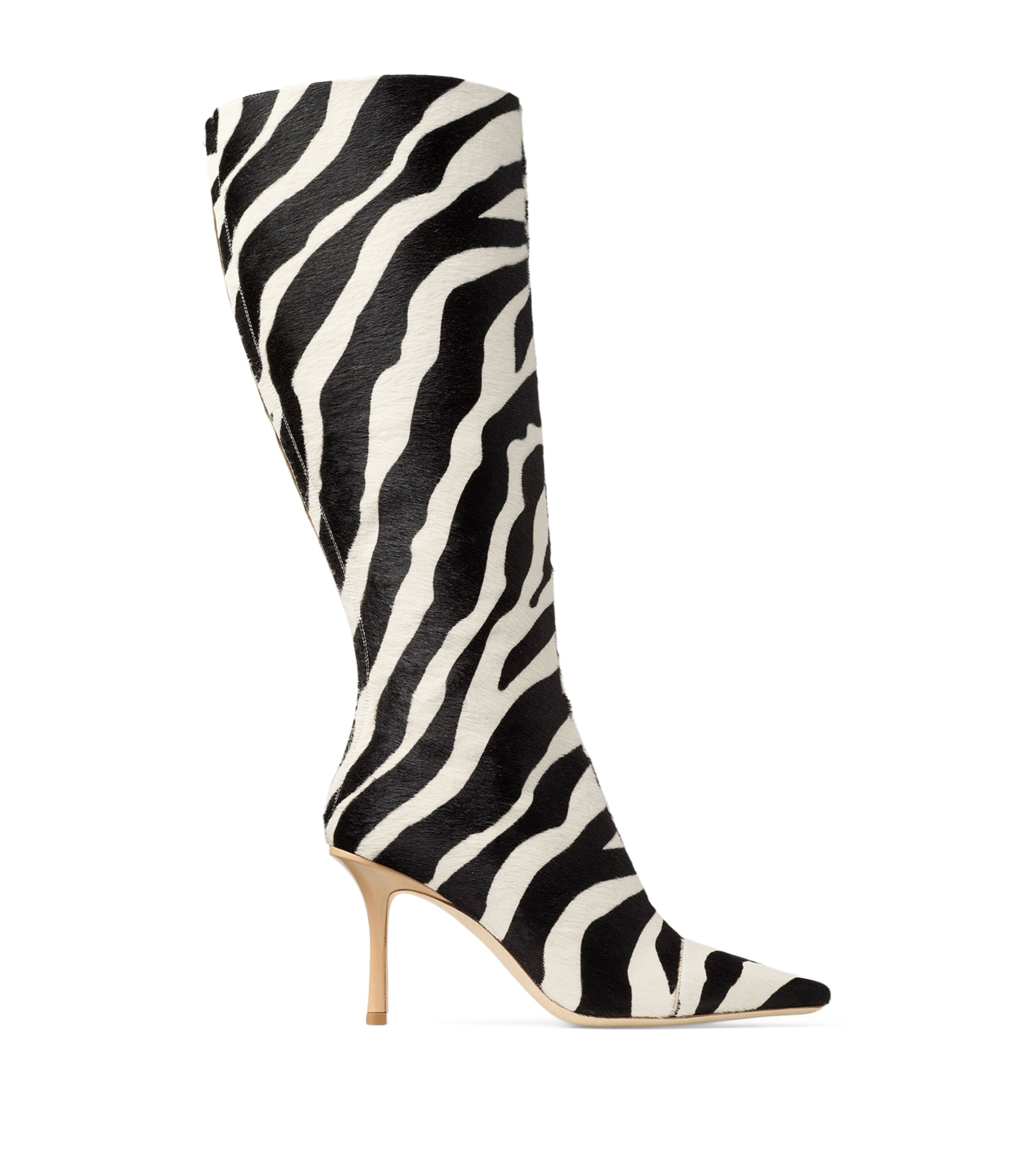 x Conner Ives Gloria 85 Pony Hair Zebra Knee-High Boots