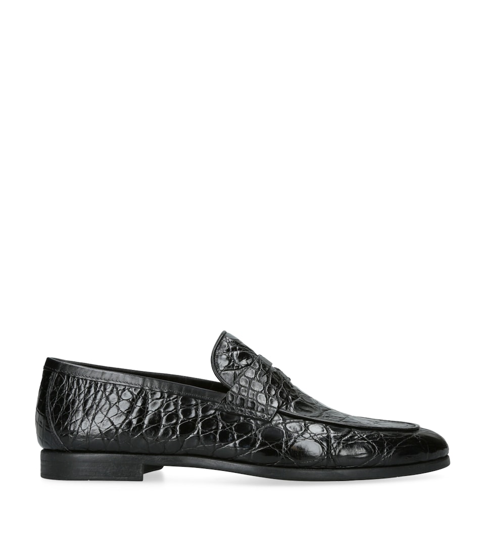 Crocodile Leather Penny Loafers