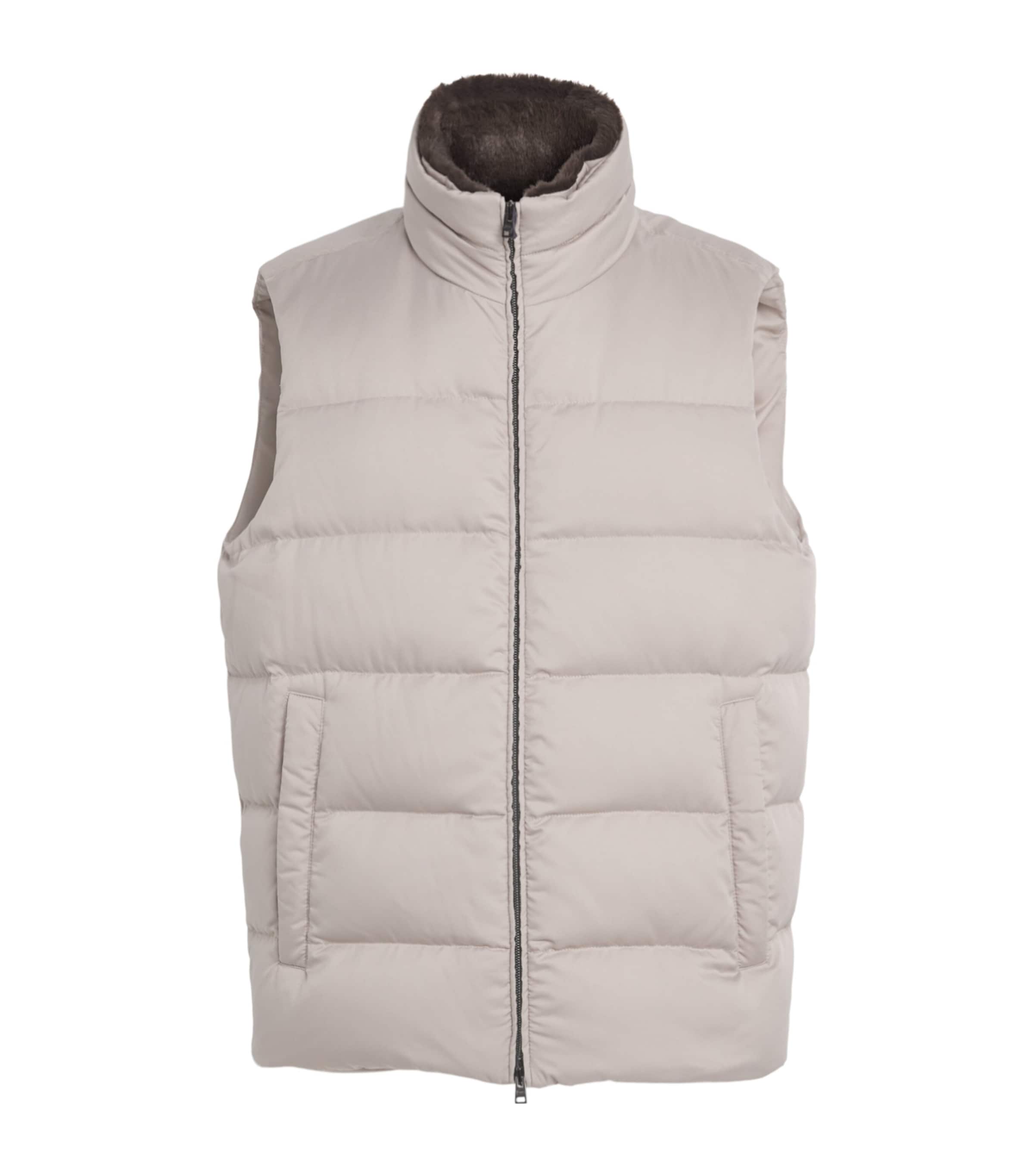 Herno Mens Down Quilted Gilet Grigio Perla