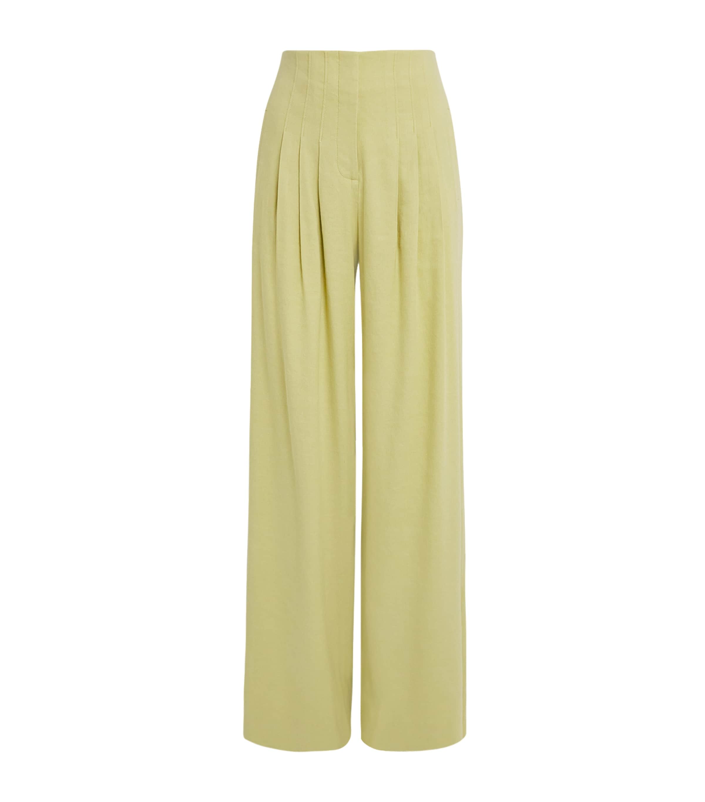 Veronica Beard Womens Linen-Blend Wide-Leg Trousers Pistachio