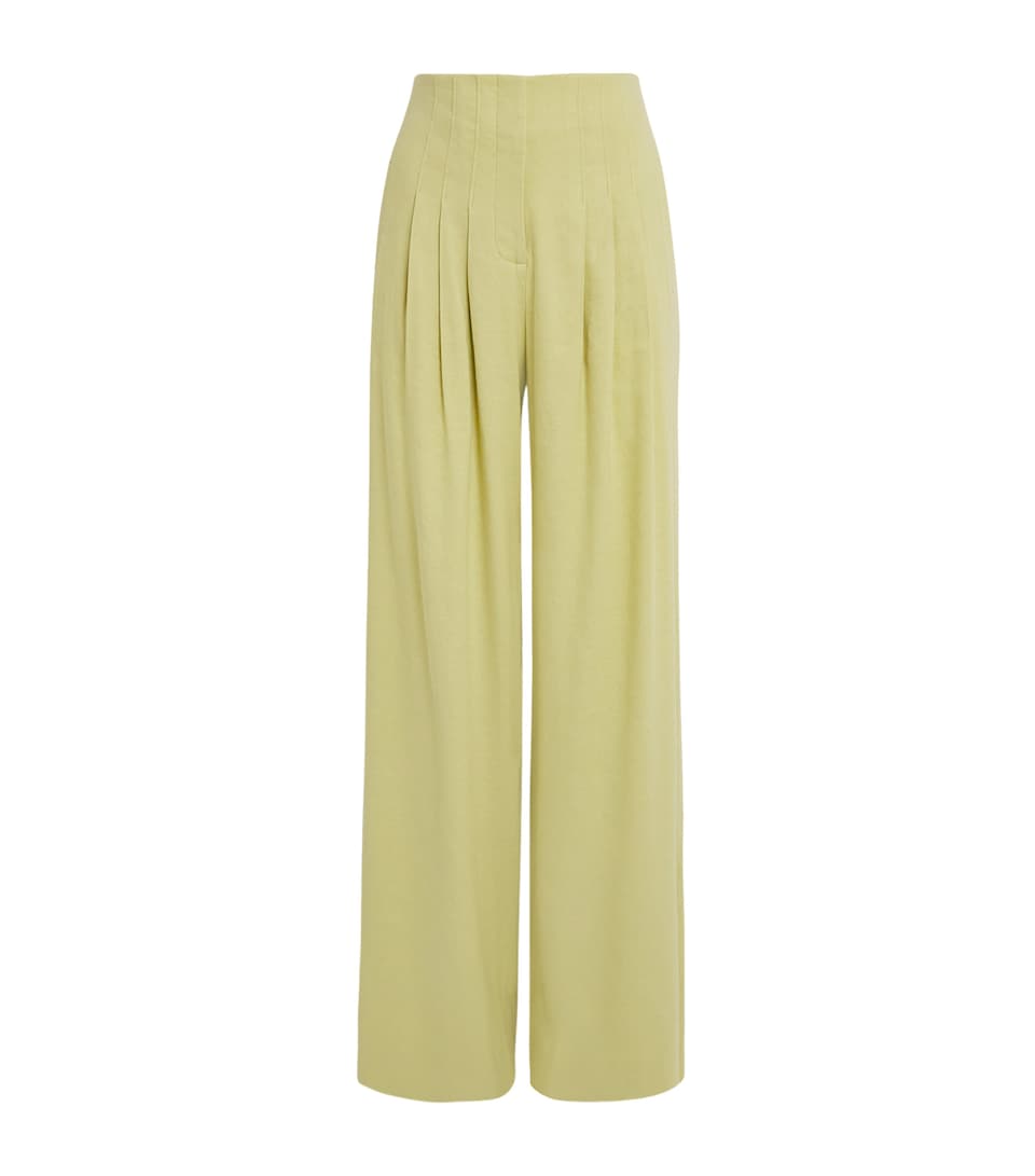 Veronica Beard Womens Linen-Blend Wide-Leg Trousers Pistachio