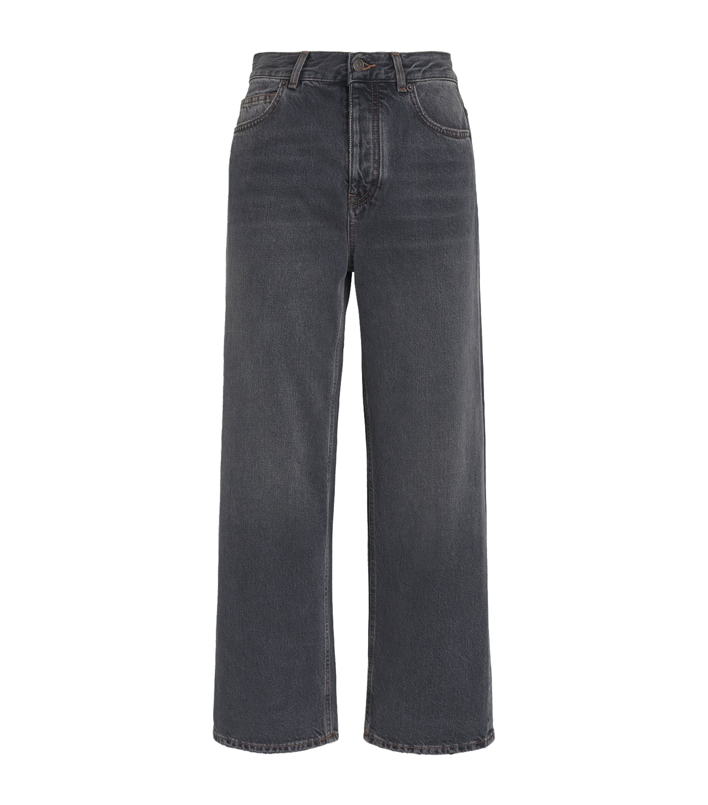 ME+EM Womens Cropped Straight-Leg Jeans Charcoal Wash