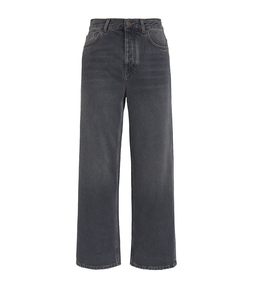 ME+EM Womens Cropped Straight-Leg Jeans Charcoal Wash