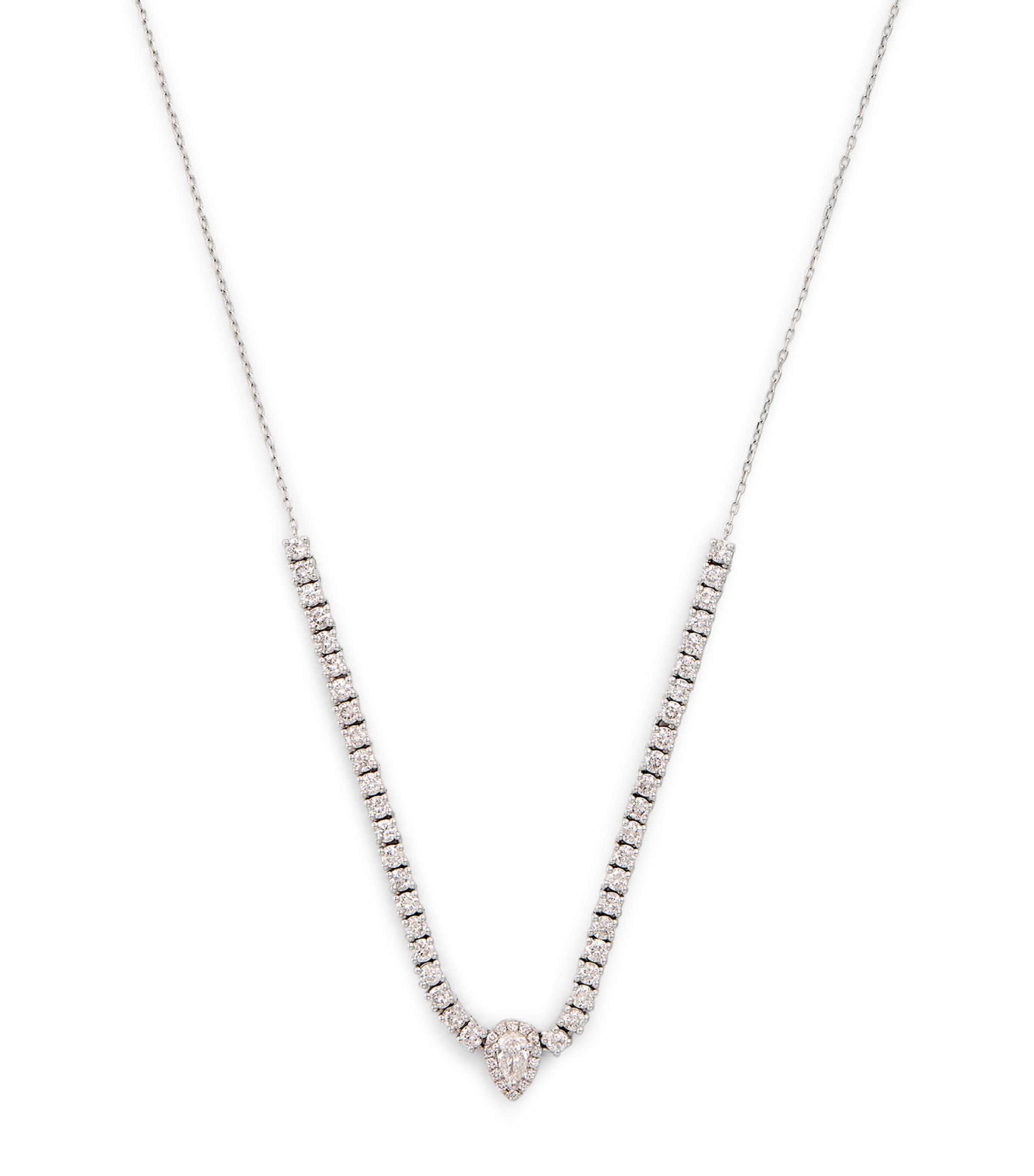 White Gold and Diamond Pear Tennis Necklace