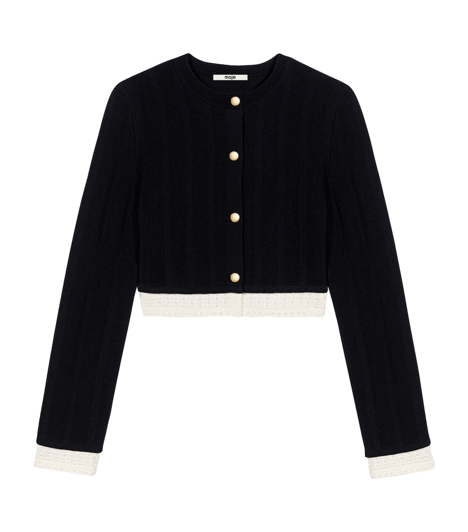 Maje Womens Cropped Cardigan Black