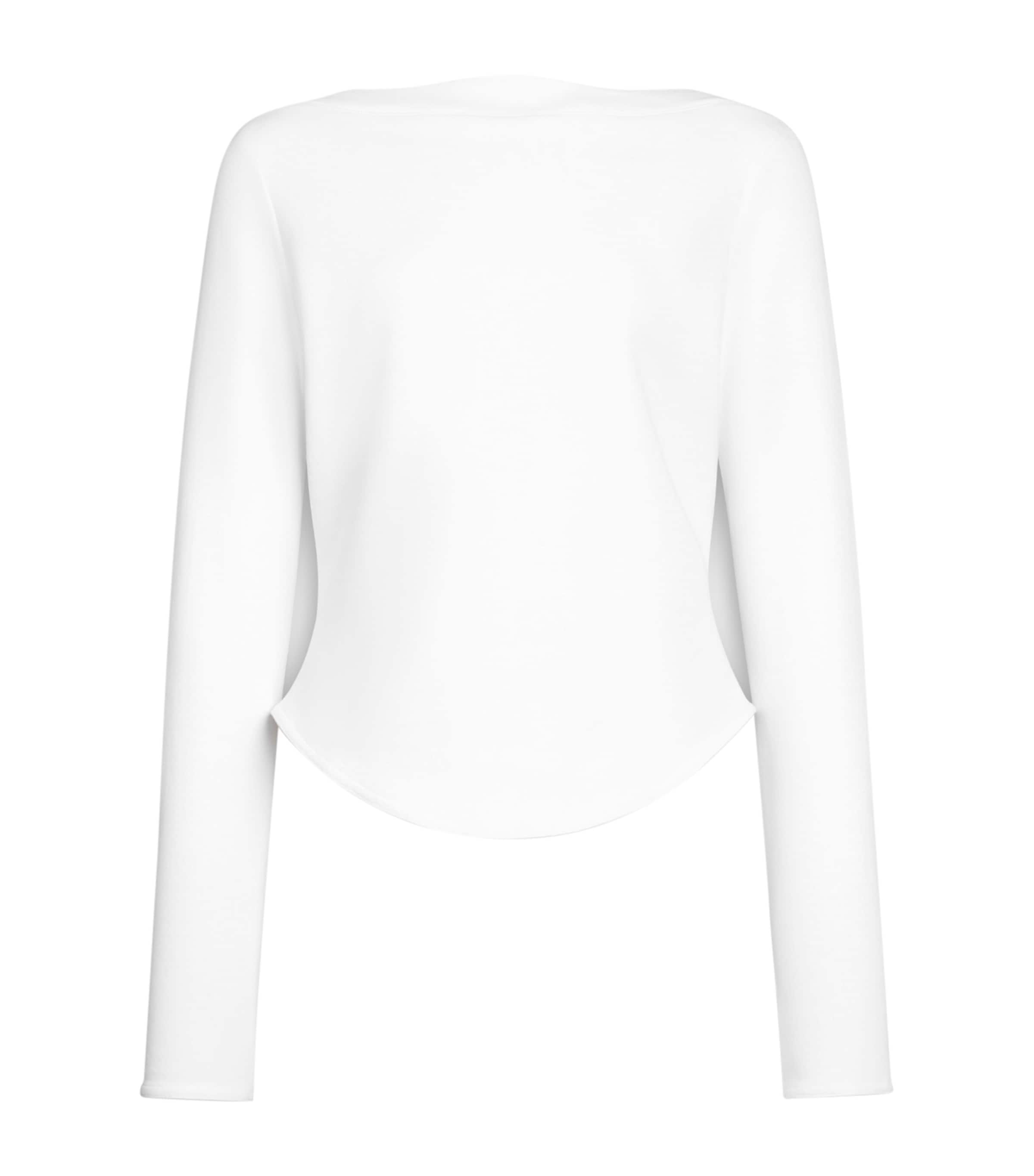 Alaïa Womens Long-Sleeve Boat-Neck T-Shirt Blanc