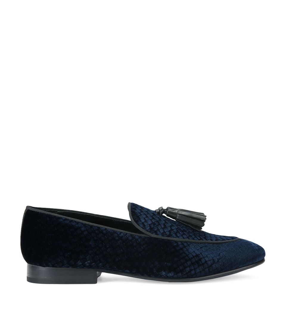 Velvet Snake-Embossed Bedford Tassel Loafers