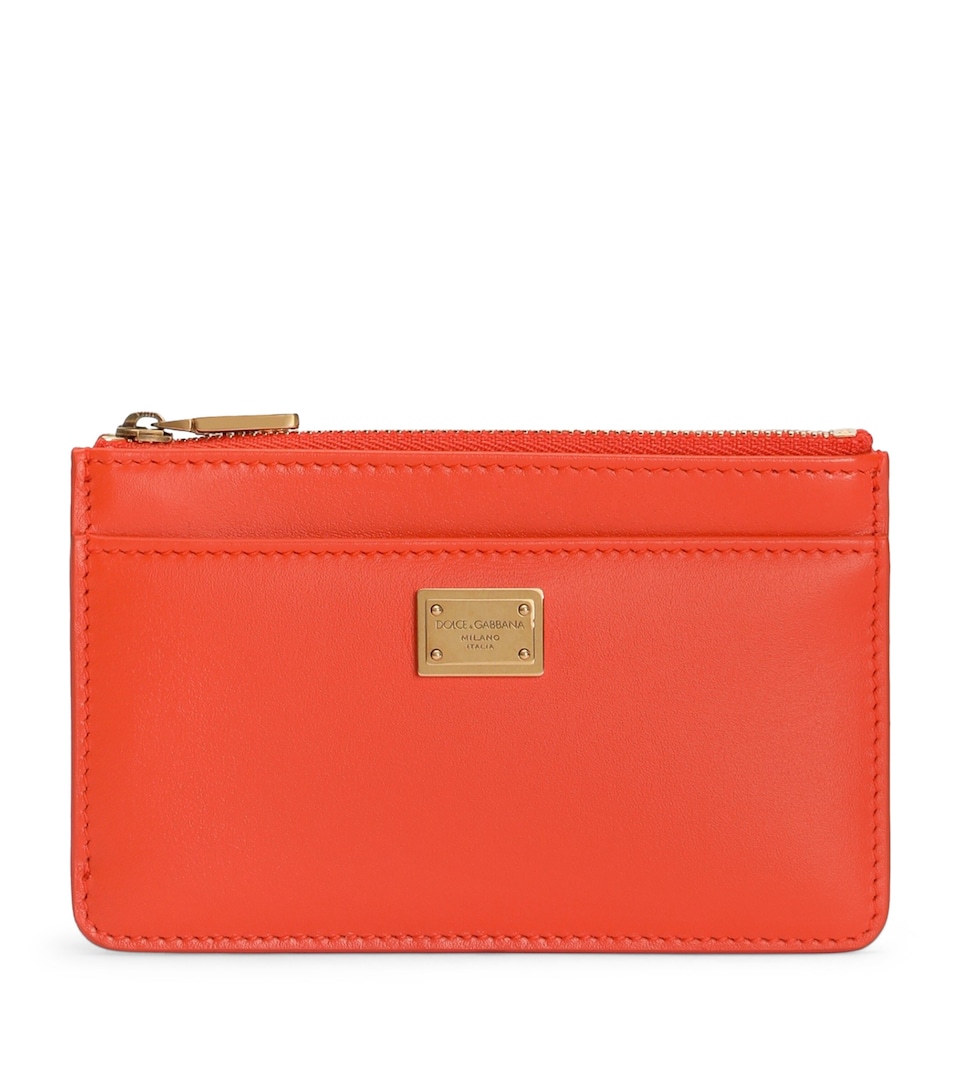 Dolce&Gabbana Leather Zip Card Holder Orange