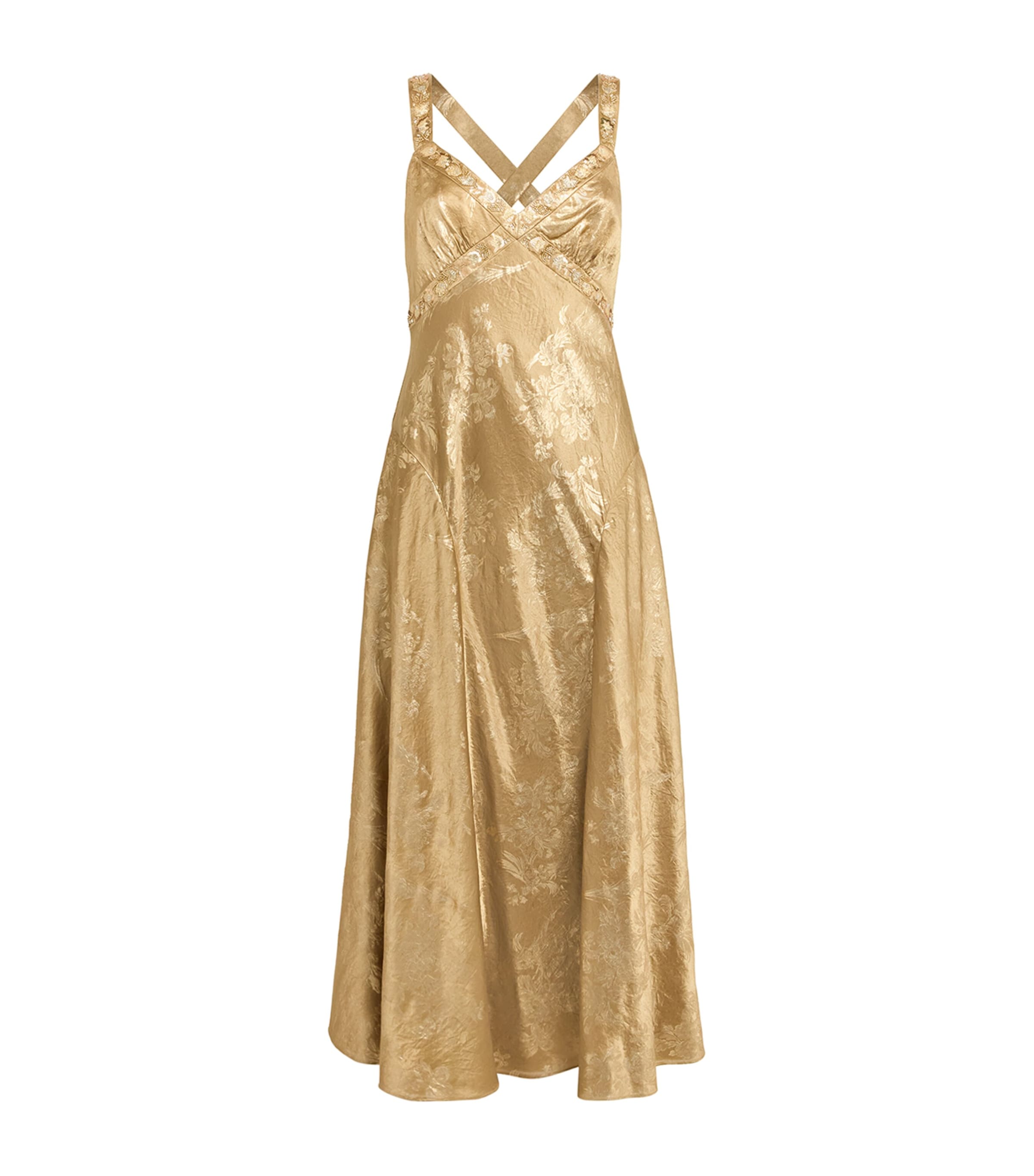 Cinq A Sept Womens Gilded Peony Thalie Midi Dress Golden Glow