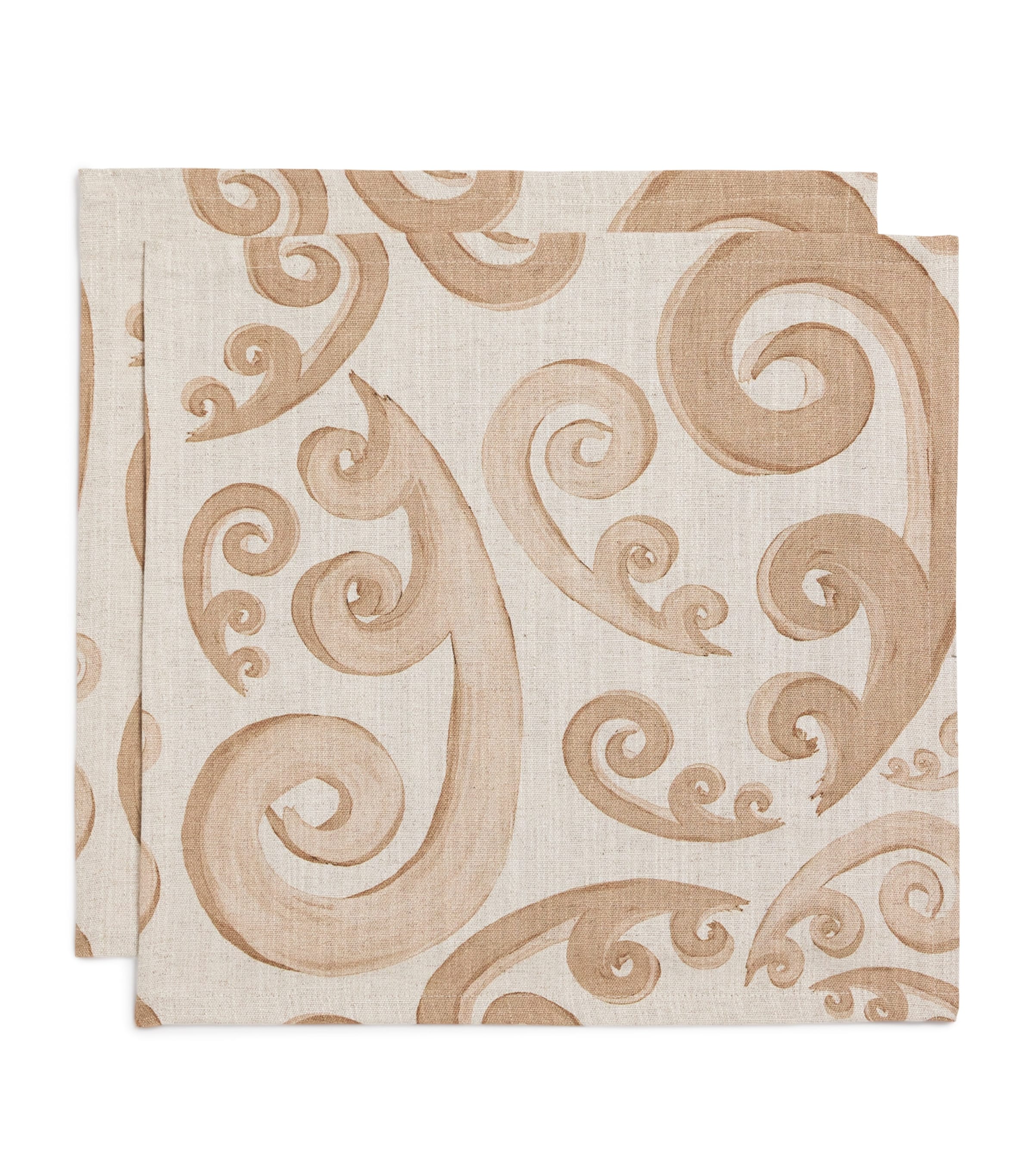 Themis Z Set of 2 Athenee Peacock Napkins (50cm x 50cm) Beige