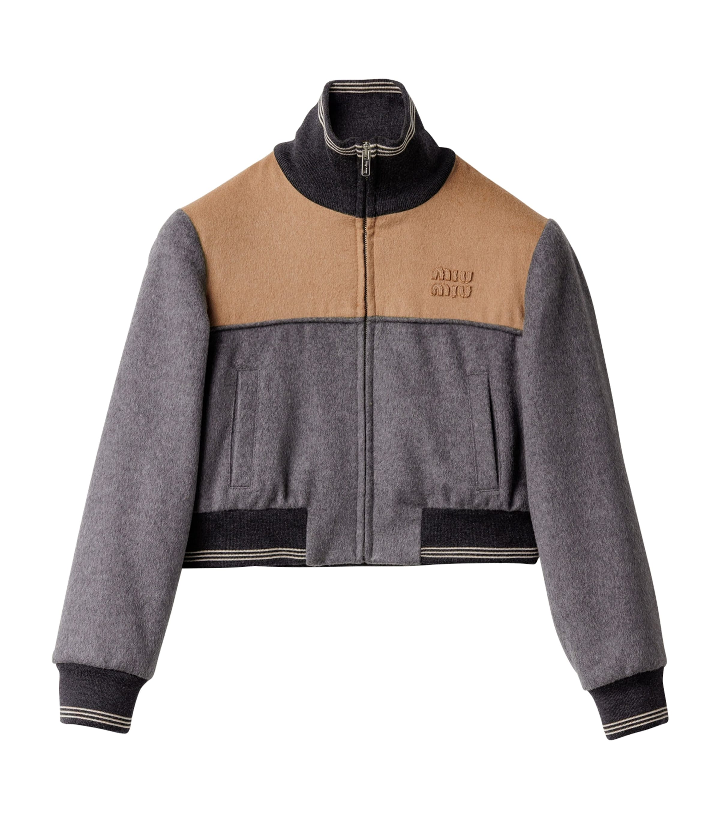 Miu Miu Womens Wool-Cashmere Bomber Jacket