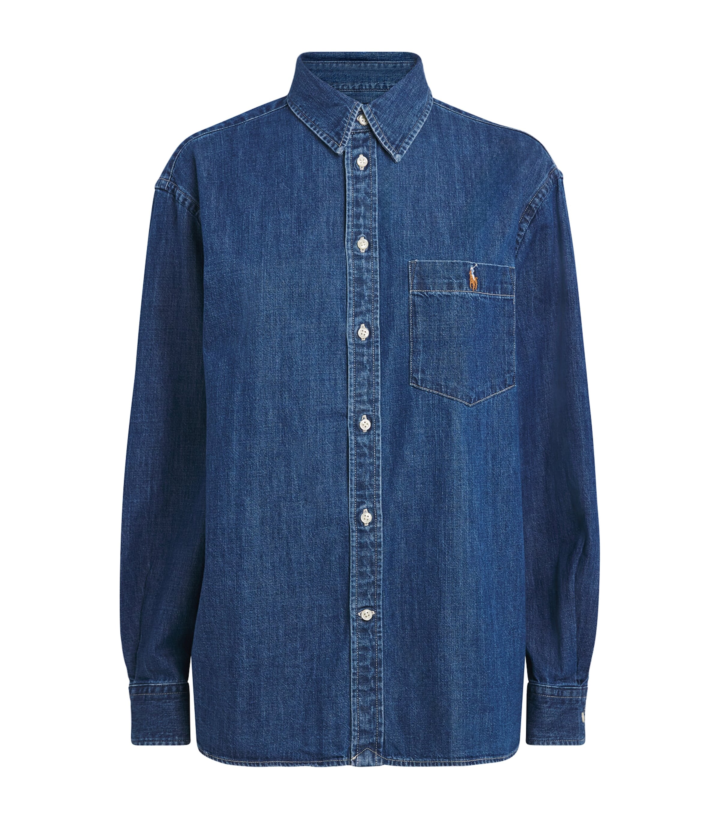 Polo Ralph Lauren Womens The Big Cotton Denim Shirt Lapia Wash