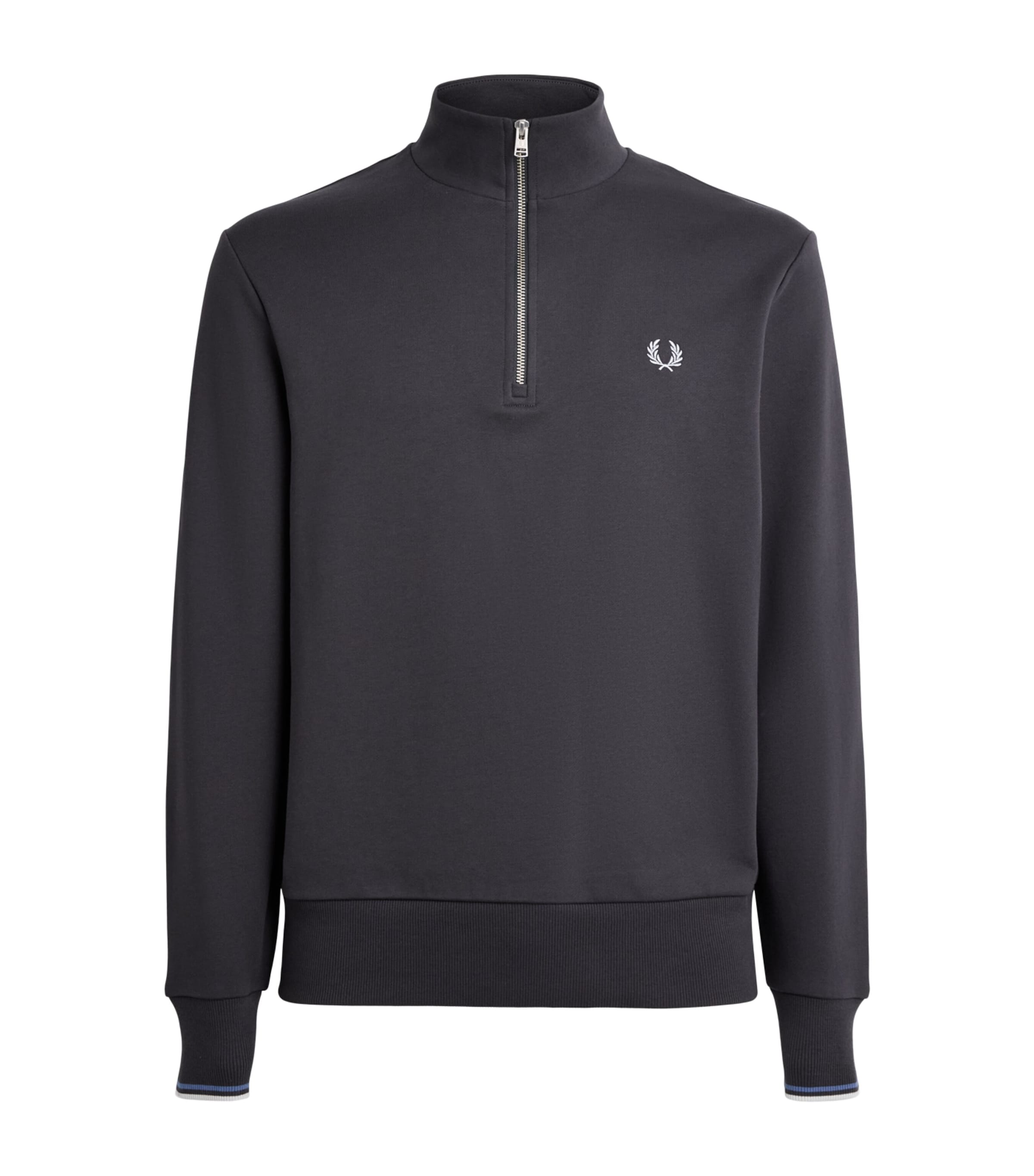 Fred Perry Mens Cotton Half-Zip Sweatshirt Angrey/aceb