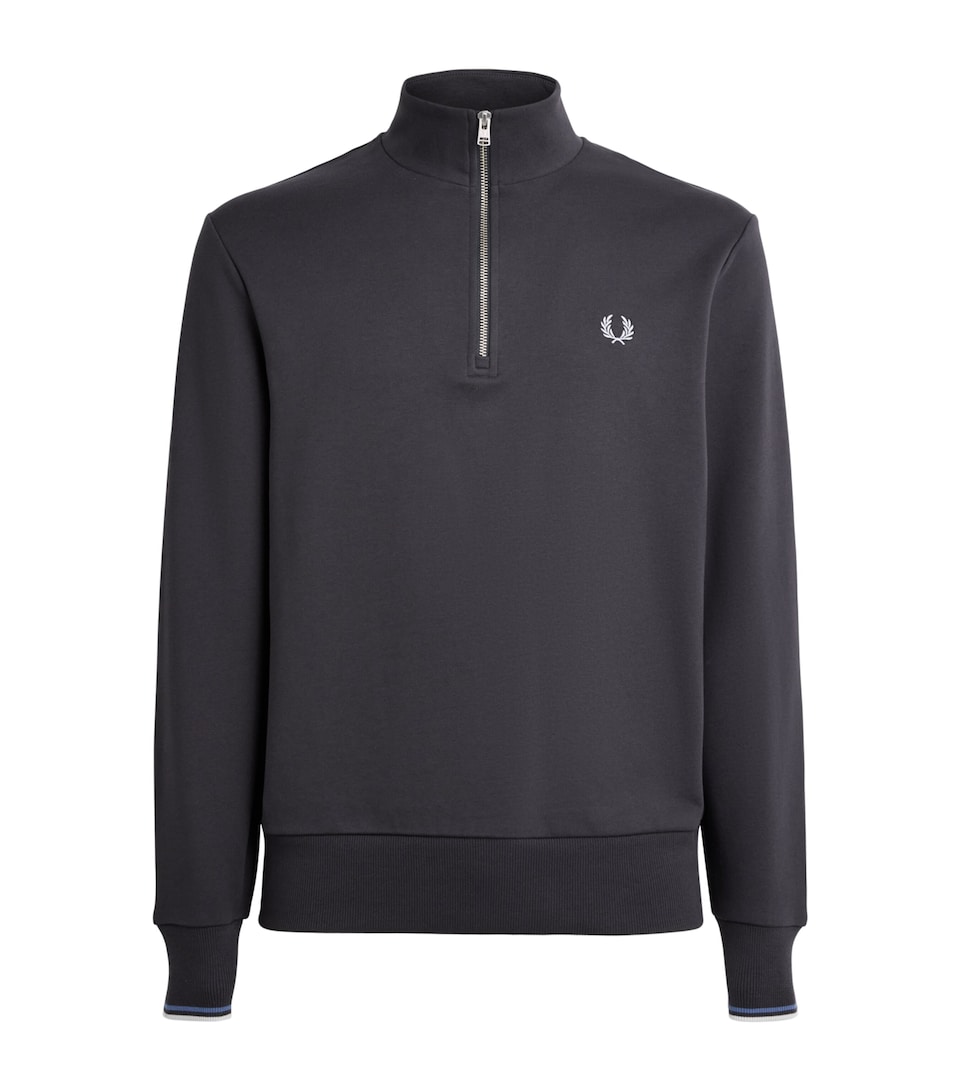 Fred Perry Mens Cotton Half-Zip Sweatshirt Angrey/aceb