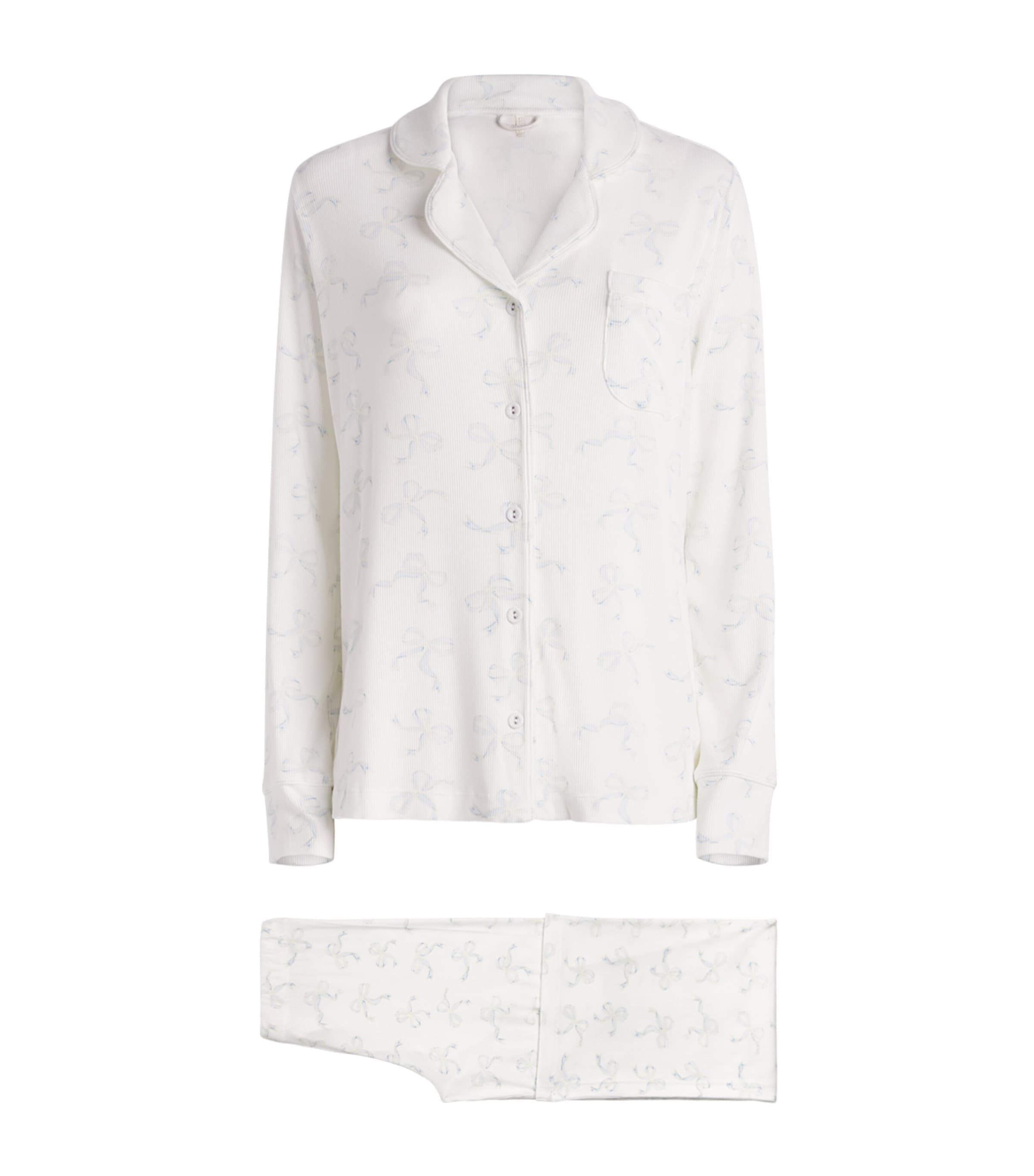 Skims Womens Soft Lounge Pyjama Set Ivory Prl Bows Prnt