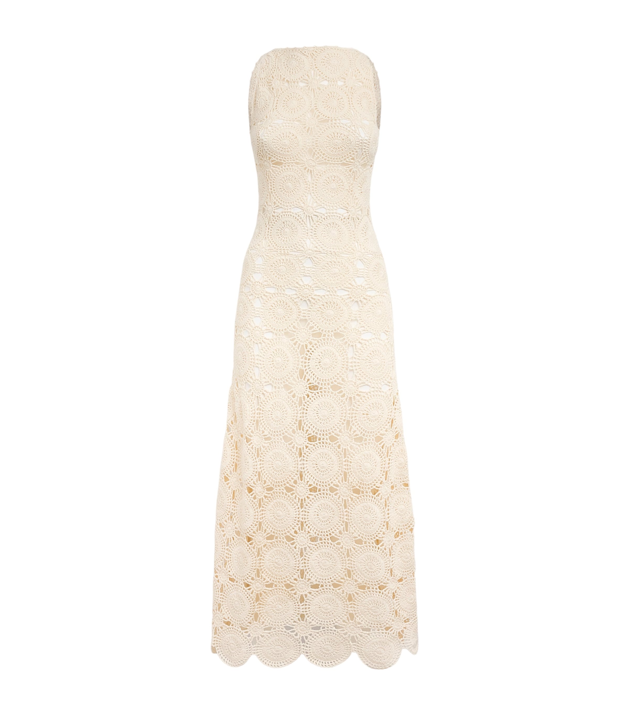 ESCVDO Womens Crochet Siula Maxi Dress Ivory