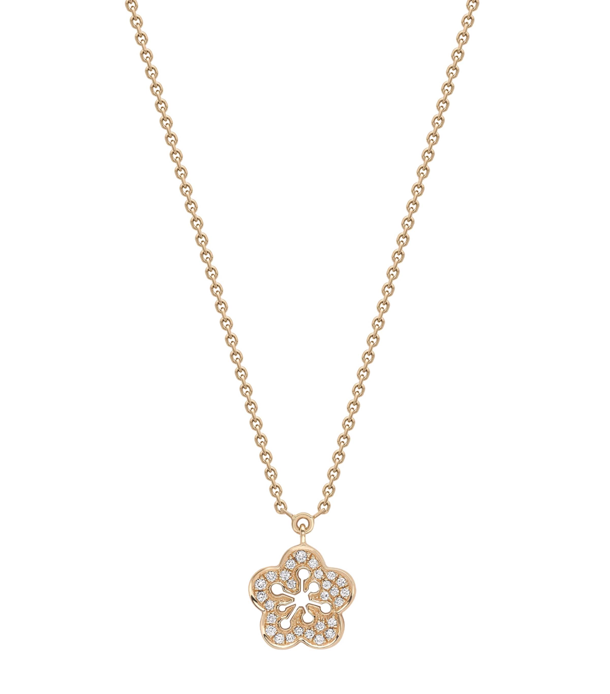 Mini Rose Gold and Diamond Blossom Pendant Necklace