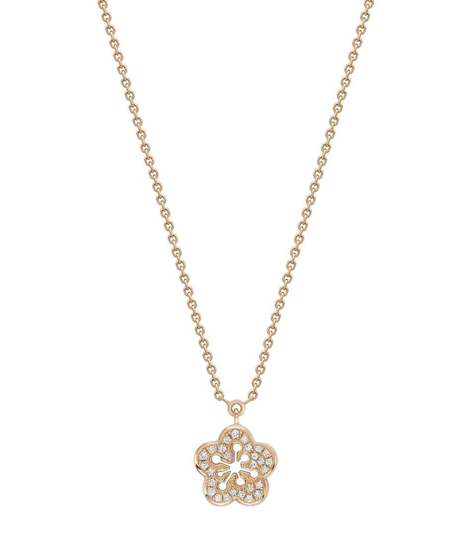 Mini Rose Gold and Diamond Blossom Pendant Necklace