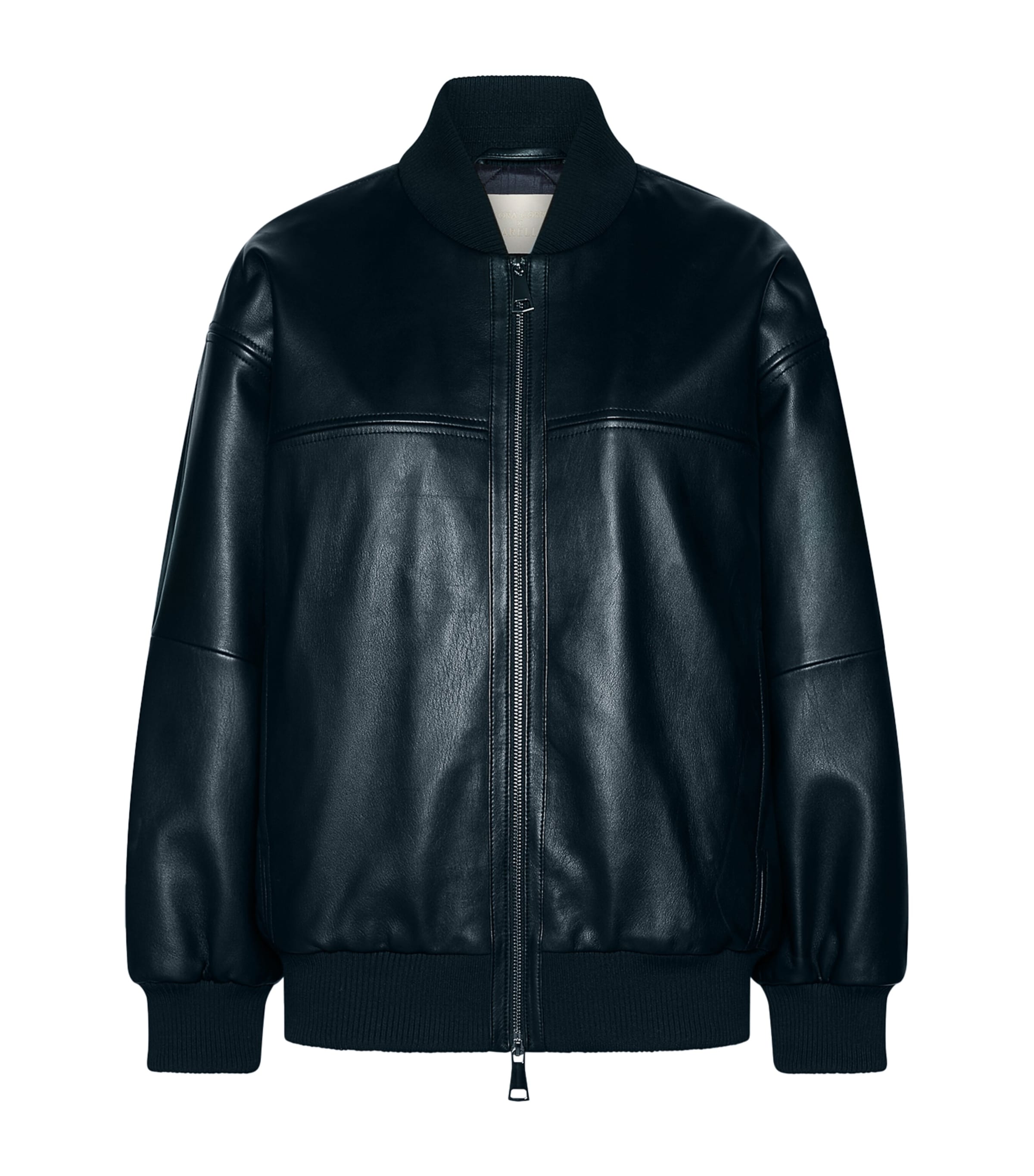 Marella Womens Leather Bomber Jacket Black