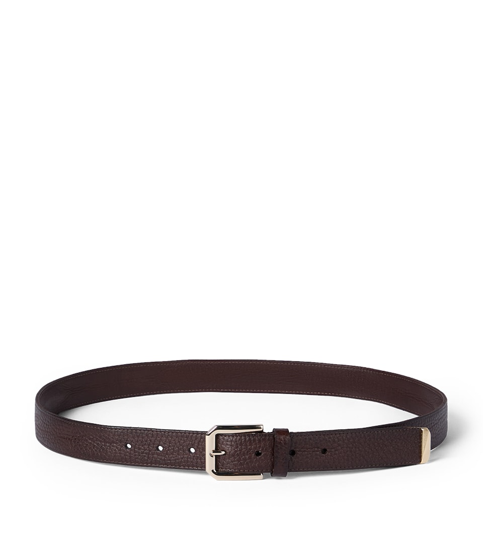 Grained Leather Buckle Belt