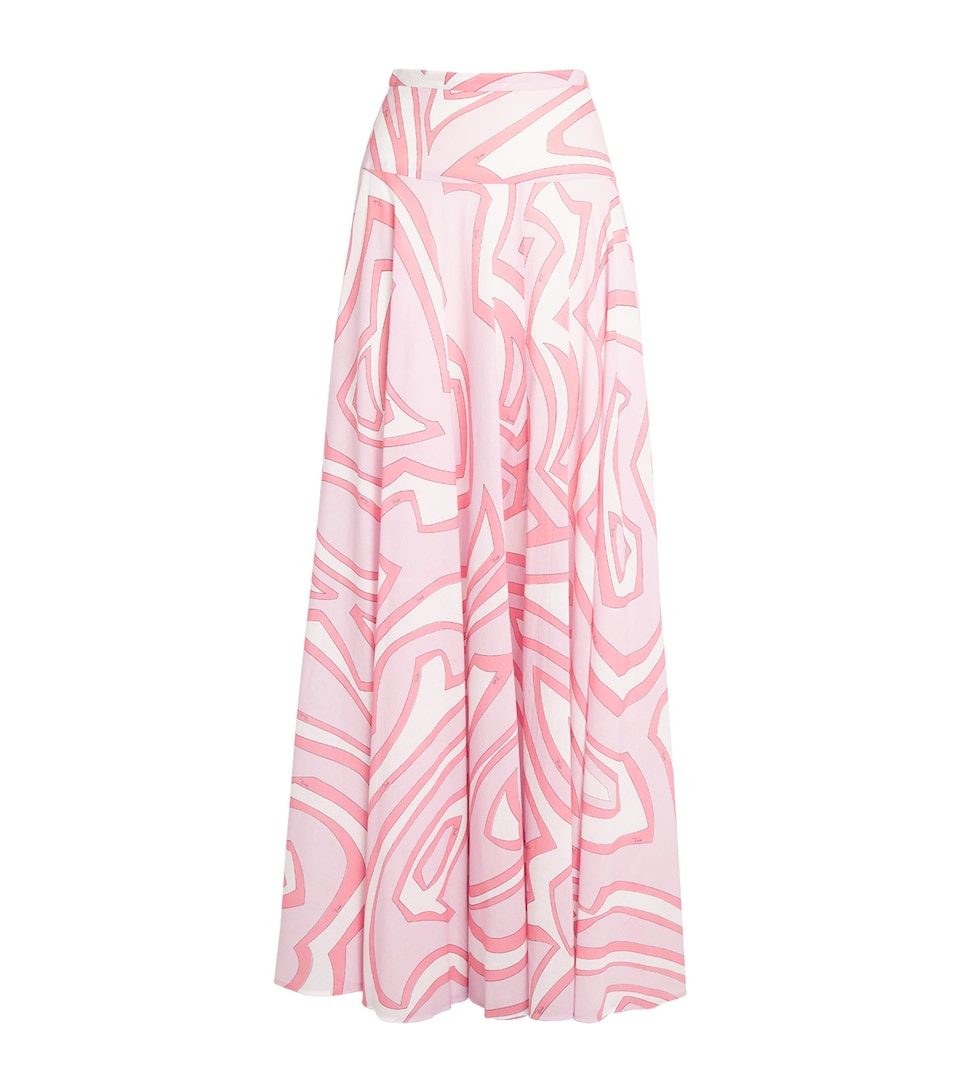 PUCCI Womens Cotton Printed Maxi Skirt Pink