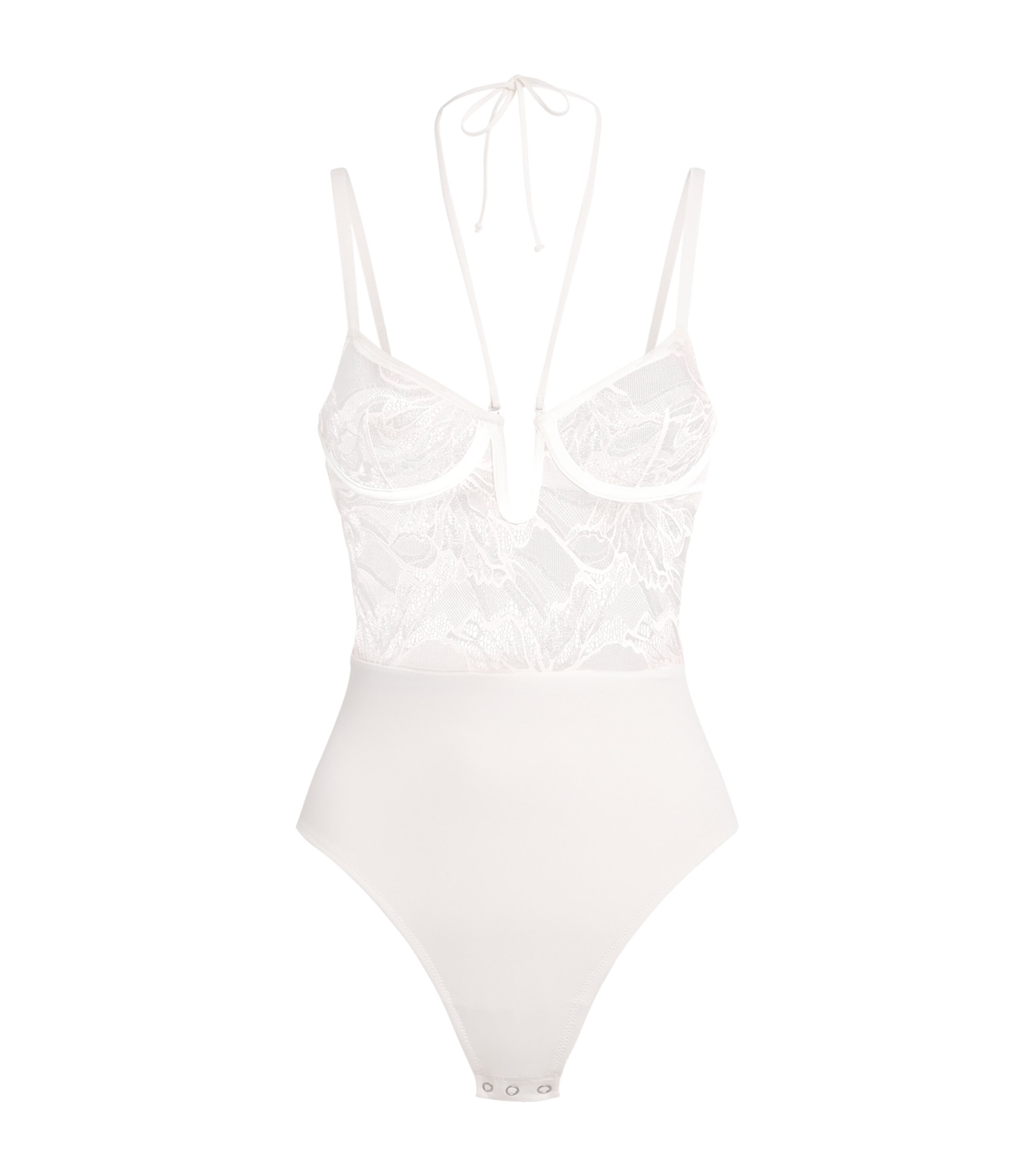 Wolford Womens Lace Shaping Bustier Bodysuit Salt