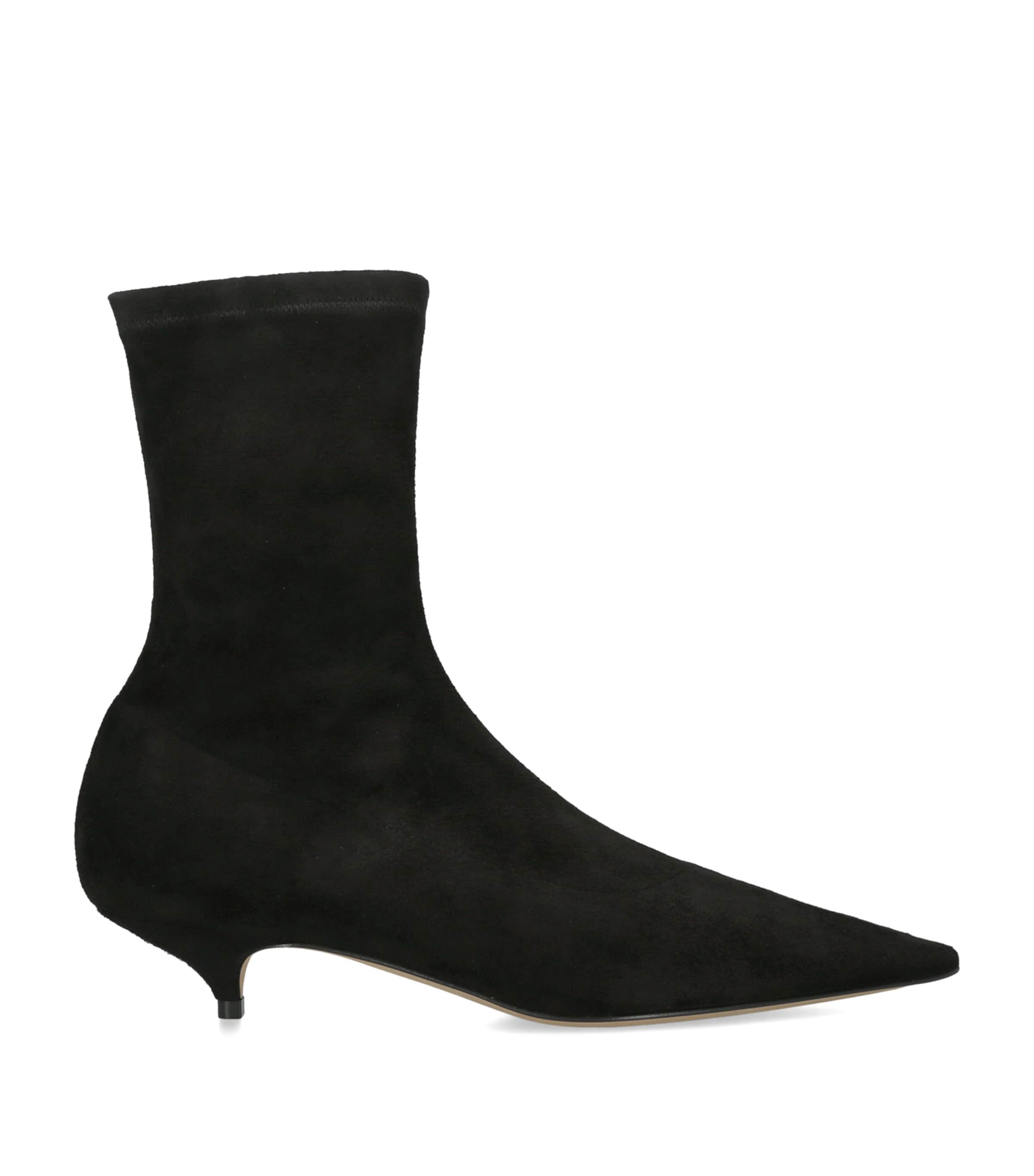 The Row Liisa Suede Kitten Ankle Boots 35 Black