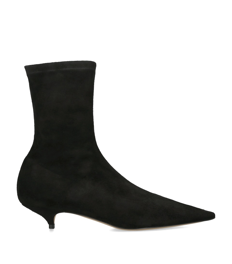 The Row Liisa Suede Kitten Ankle Boots 35 Black