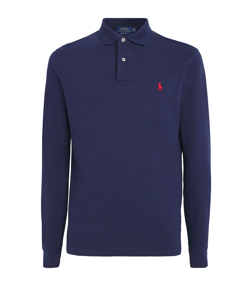Cotton Long-Sleeve Polo Shirt
