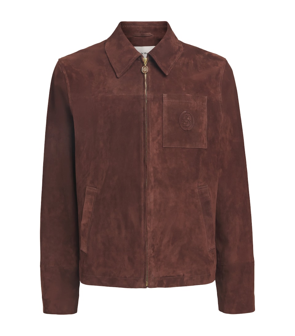 Drôle De Monsieur Mens Suede Zip-Up Jacket Brown