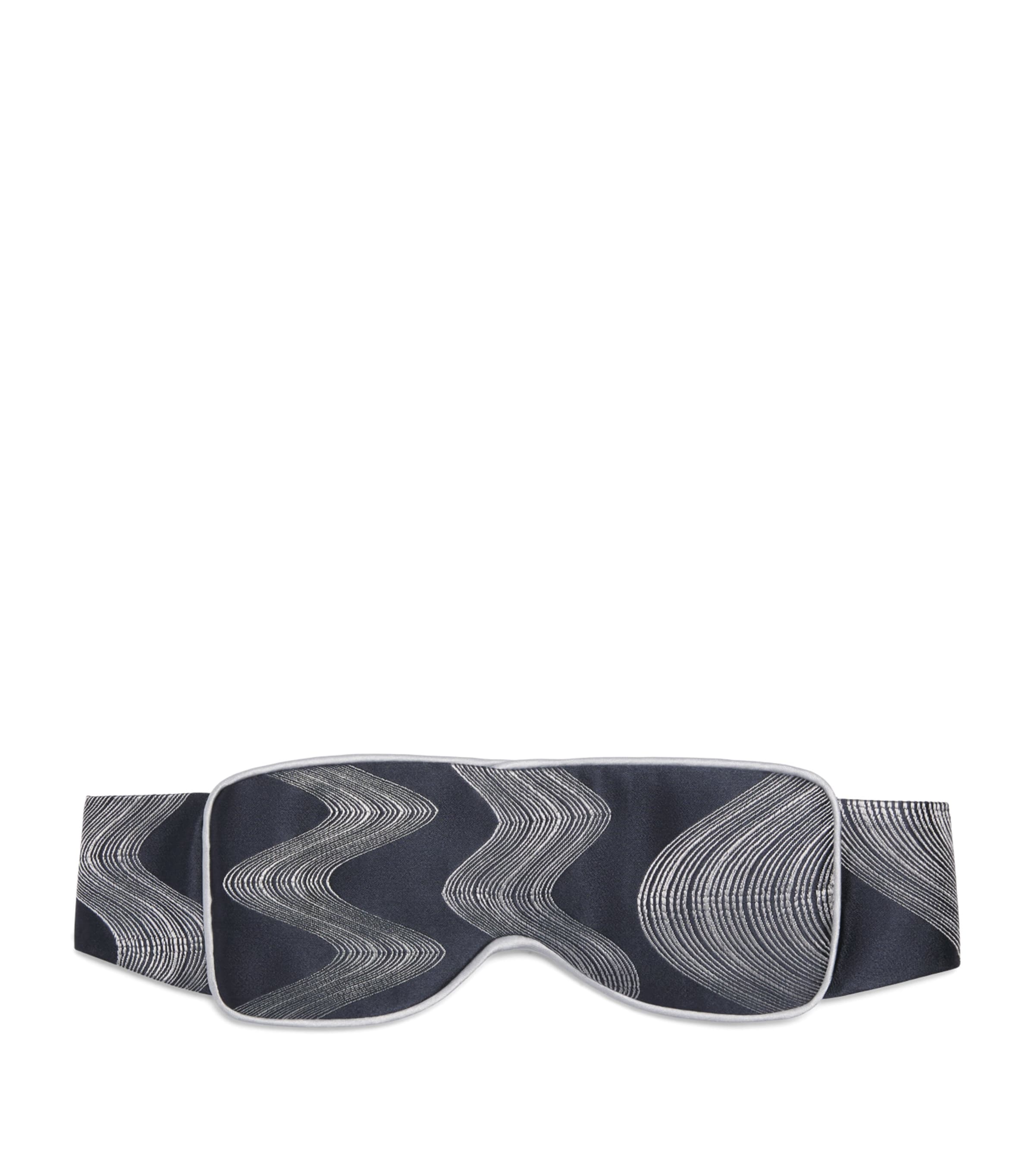 Daniel Hanson Mens Silk Jacquard Brushstroke Sleep Mask Navy/silver