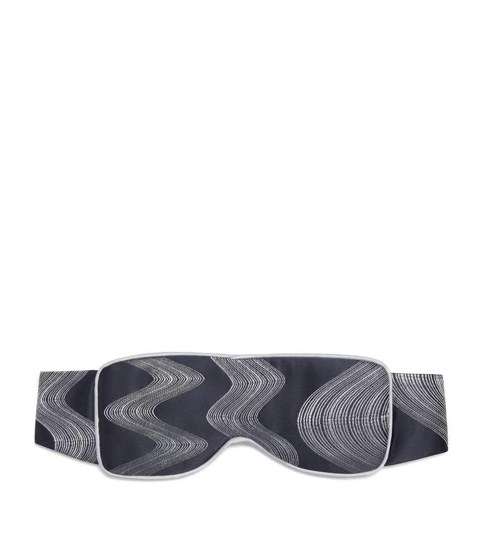 Daniel Hanson Mens Silk Jacquard Brushstroke Sleep Mask Navy/silver