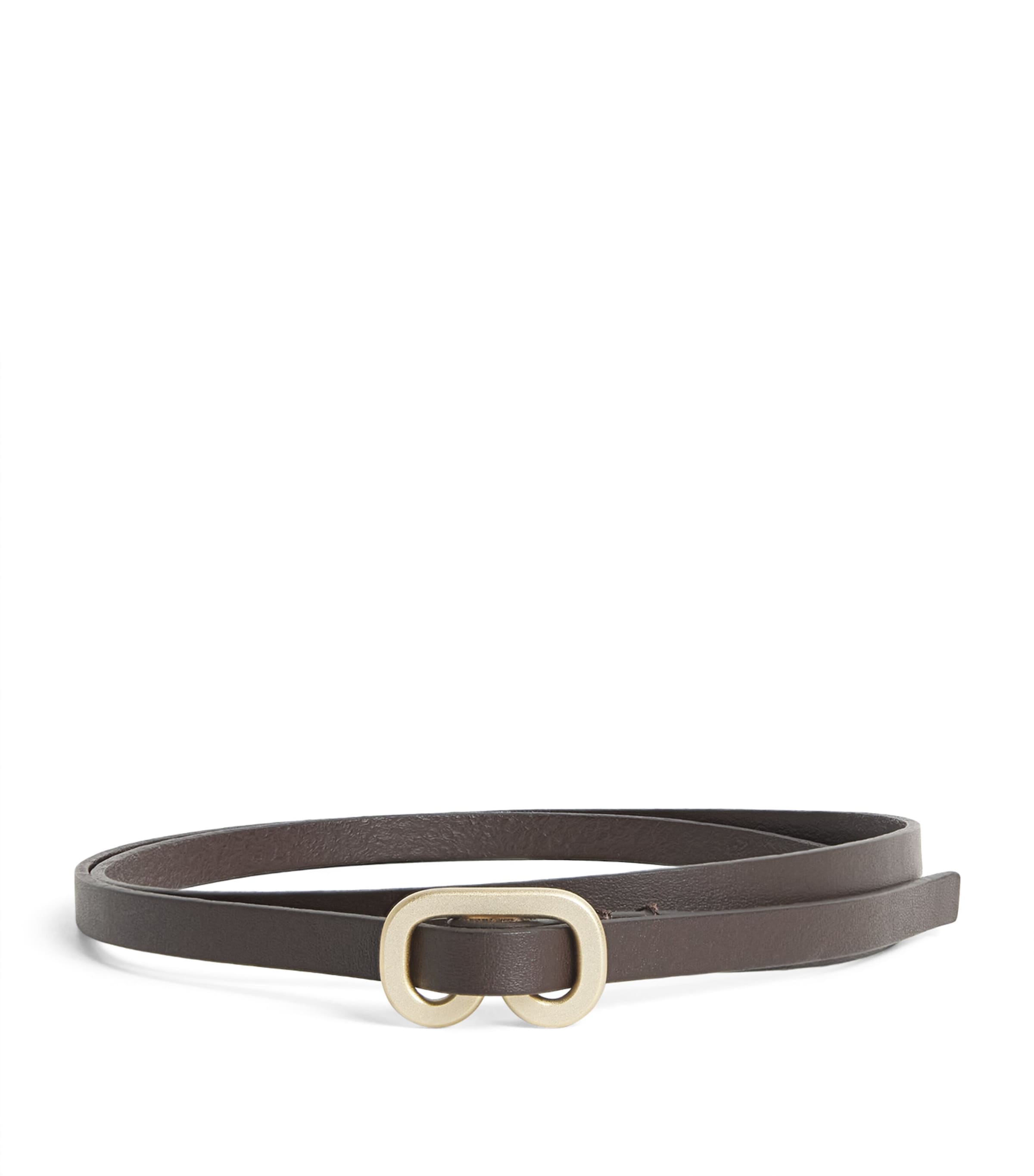 Issey Miyake Solid Leather Belt Dark Brown