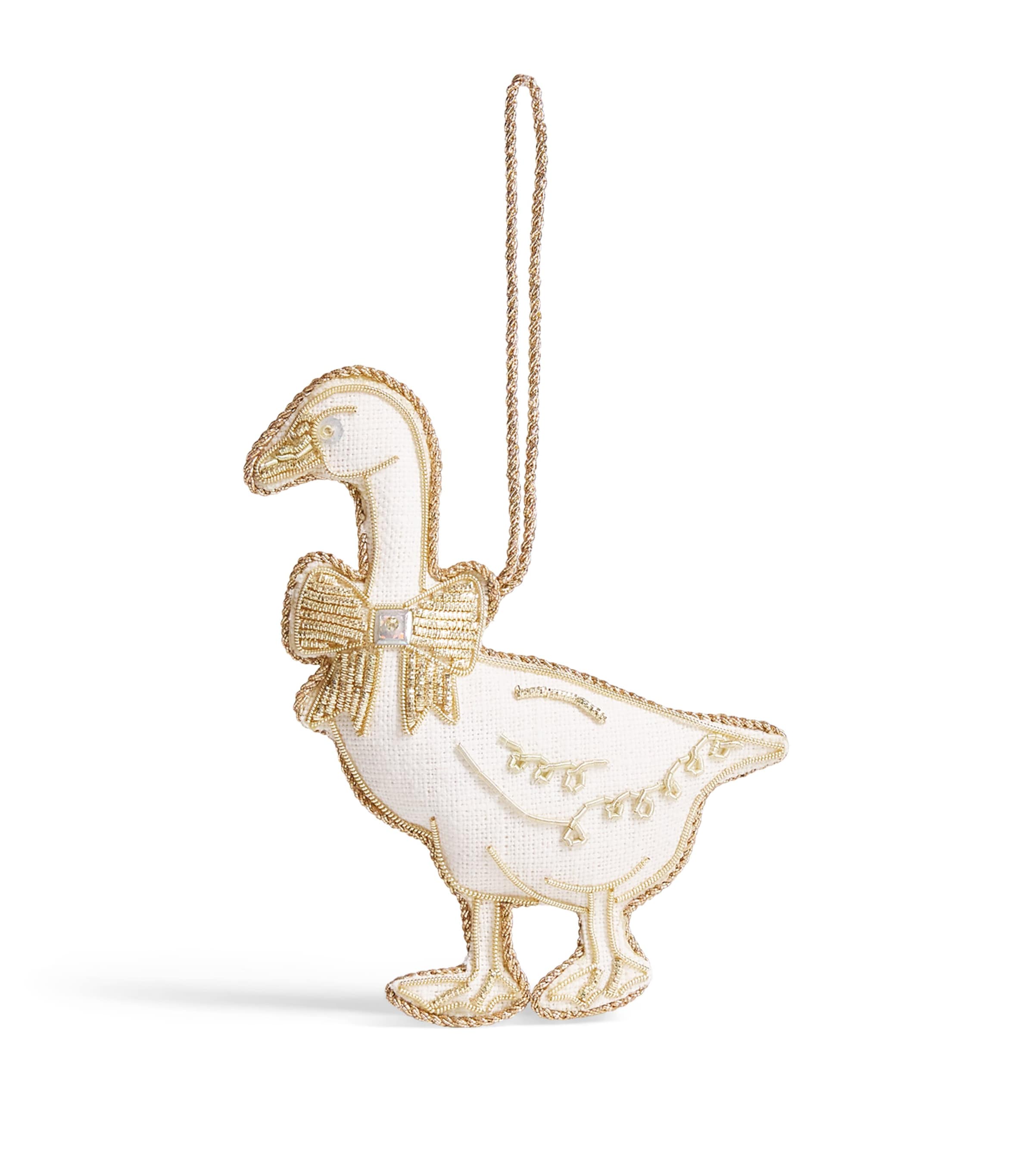 Katie Larmour Beaded Goose Tree Decoration White