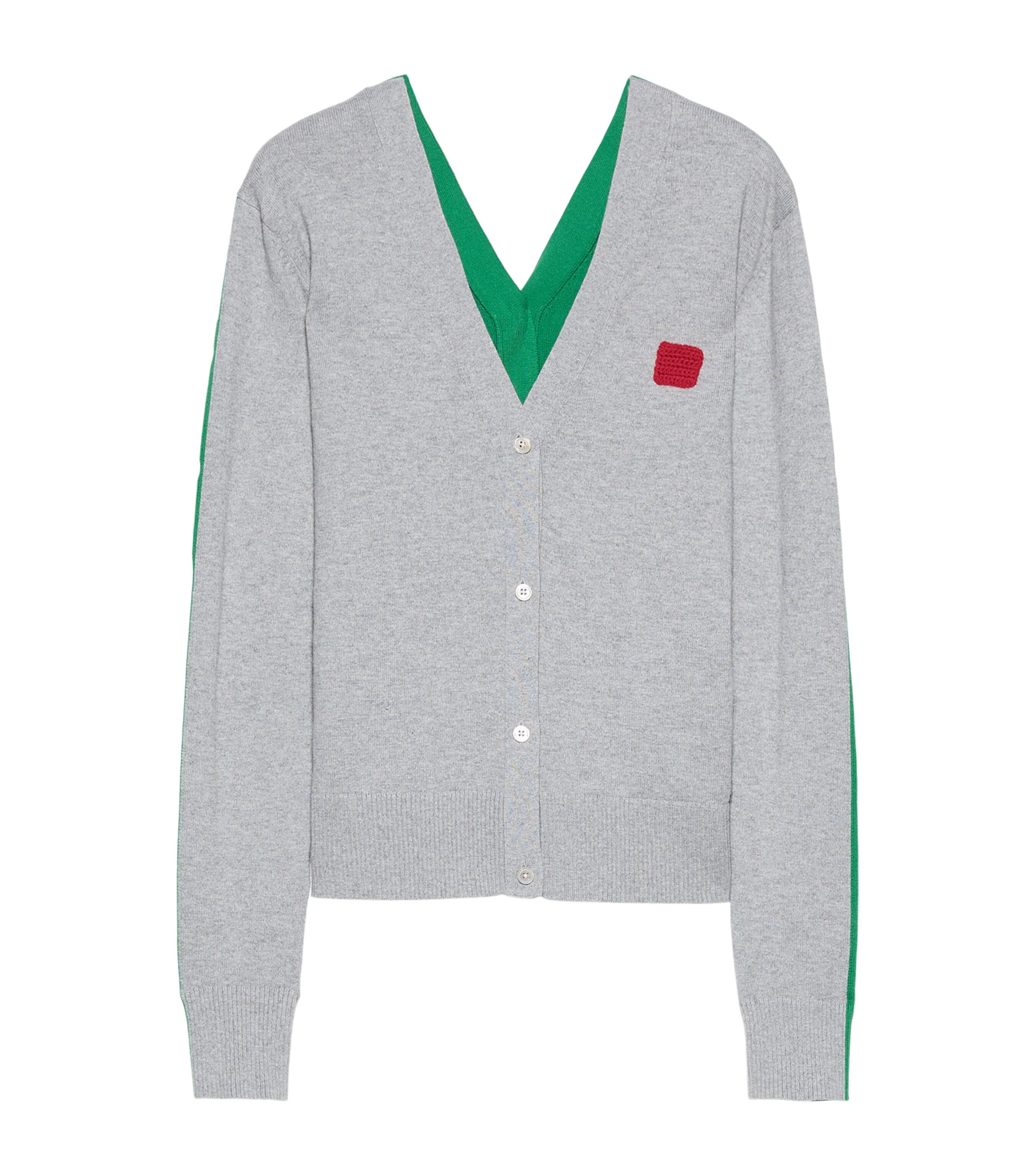 MAX&Co. Womens Cotton-Cashmere Two-Tone Cardigan Melange Grey