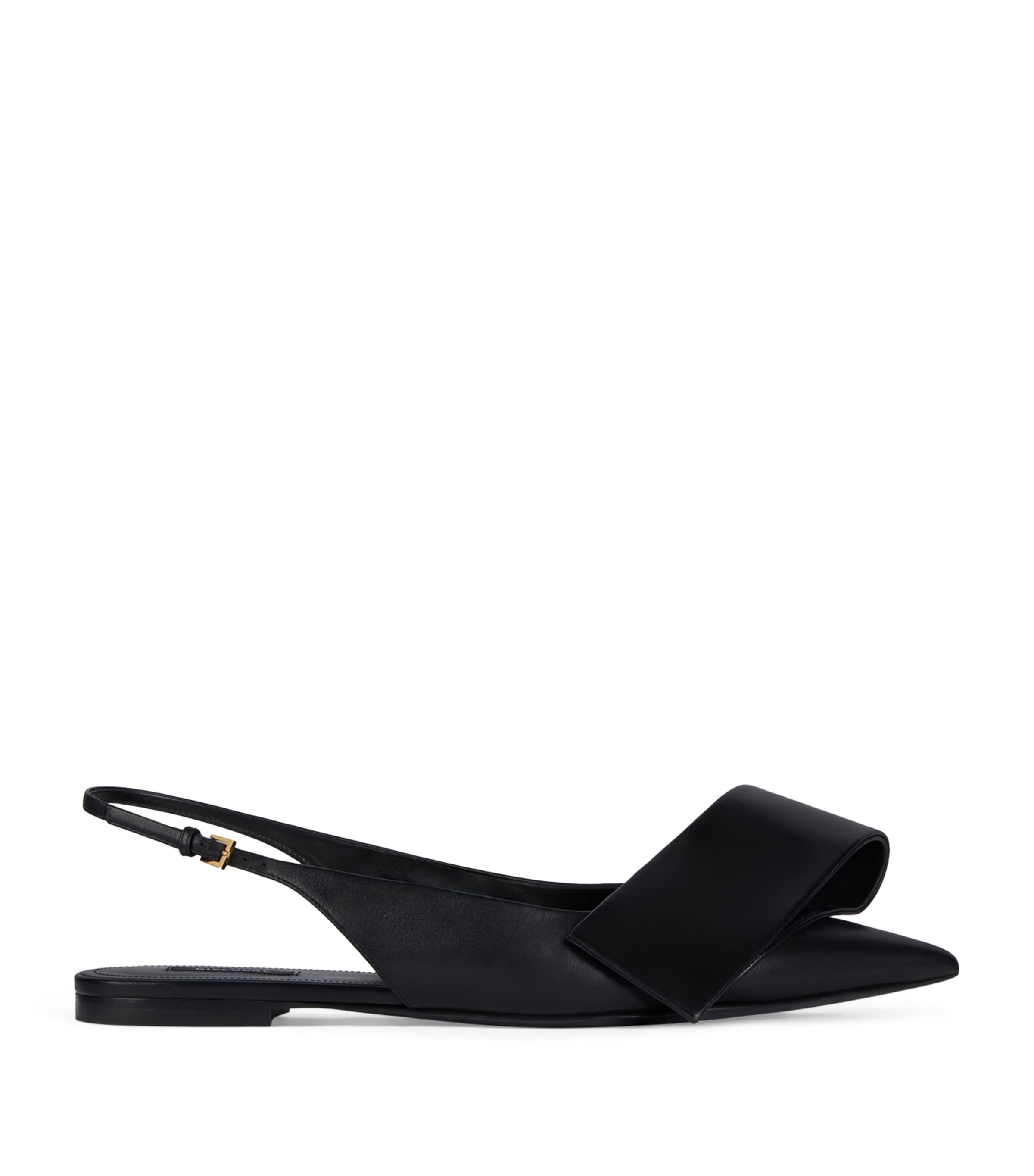 Givenchy Leather Twisted Ribbon Slingback Ballet Flats
